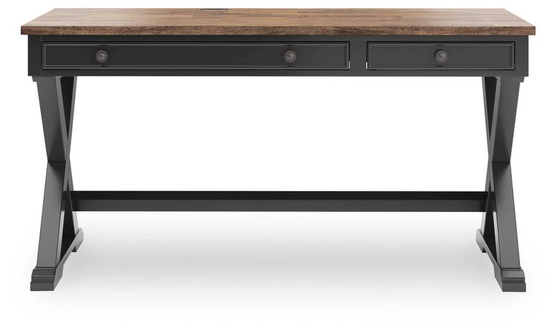 Wildenauer 60" Home Office Desk, Brown/Black