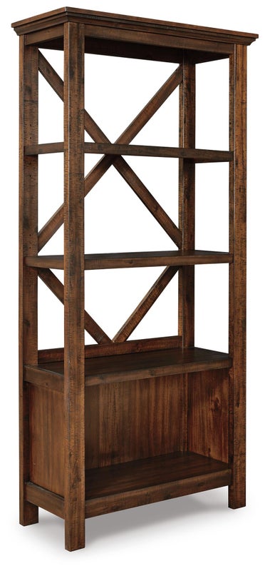 Baldridge 78" Bookcase with 4 Shelves, Rustic Brown