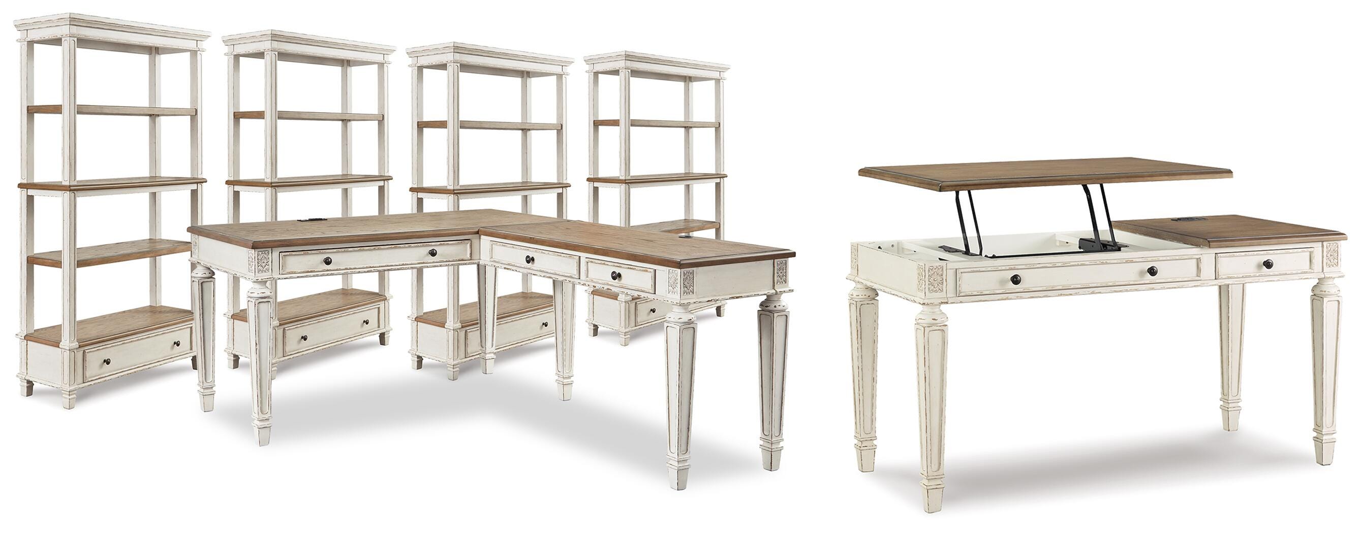 Realyn Lift-top Desk, L-shaped Desk and 4 Bookcases - image 1