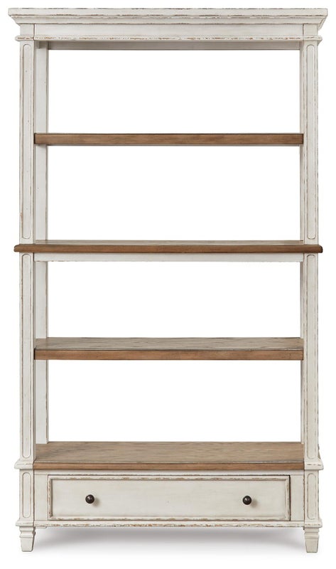 Realyn 75" Bookcase with 3 Shelves, Brown/White