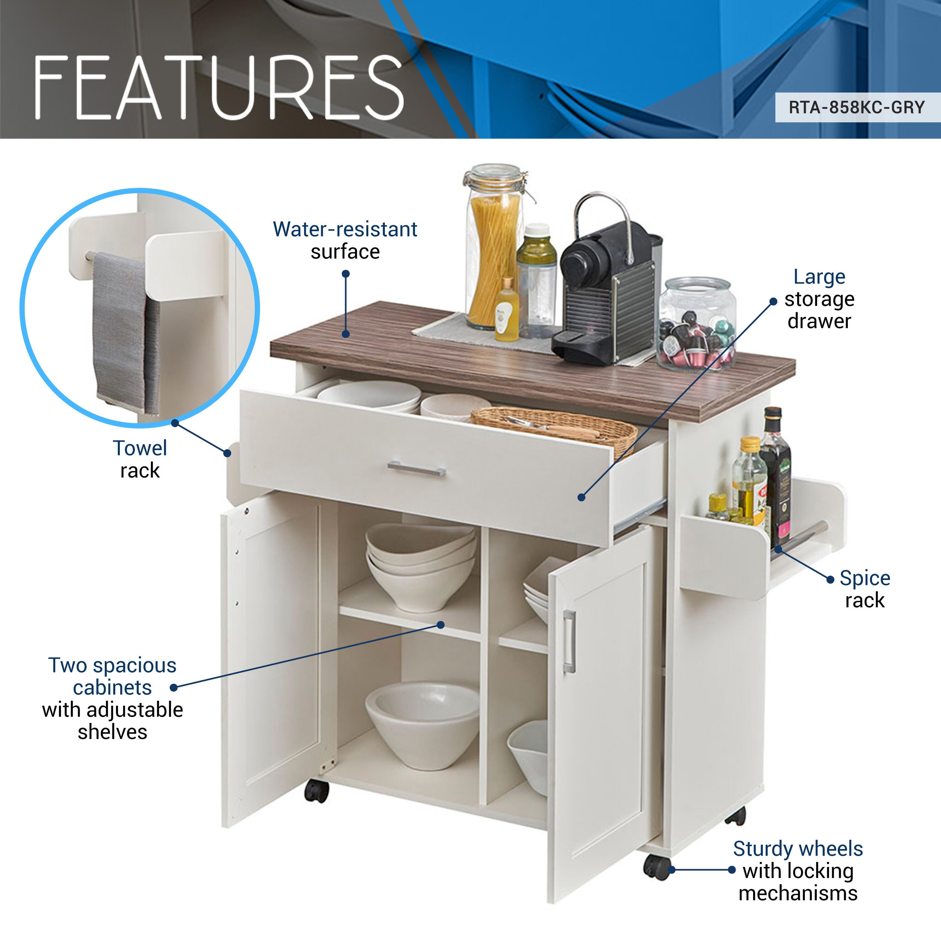 Techni Home Kitchen Island, , large