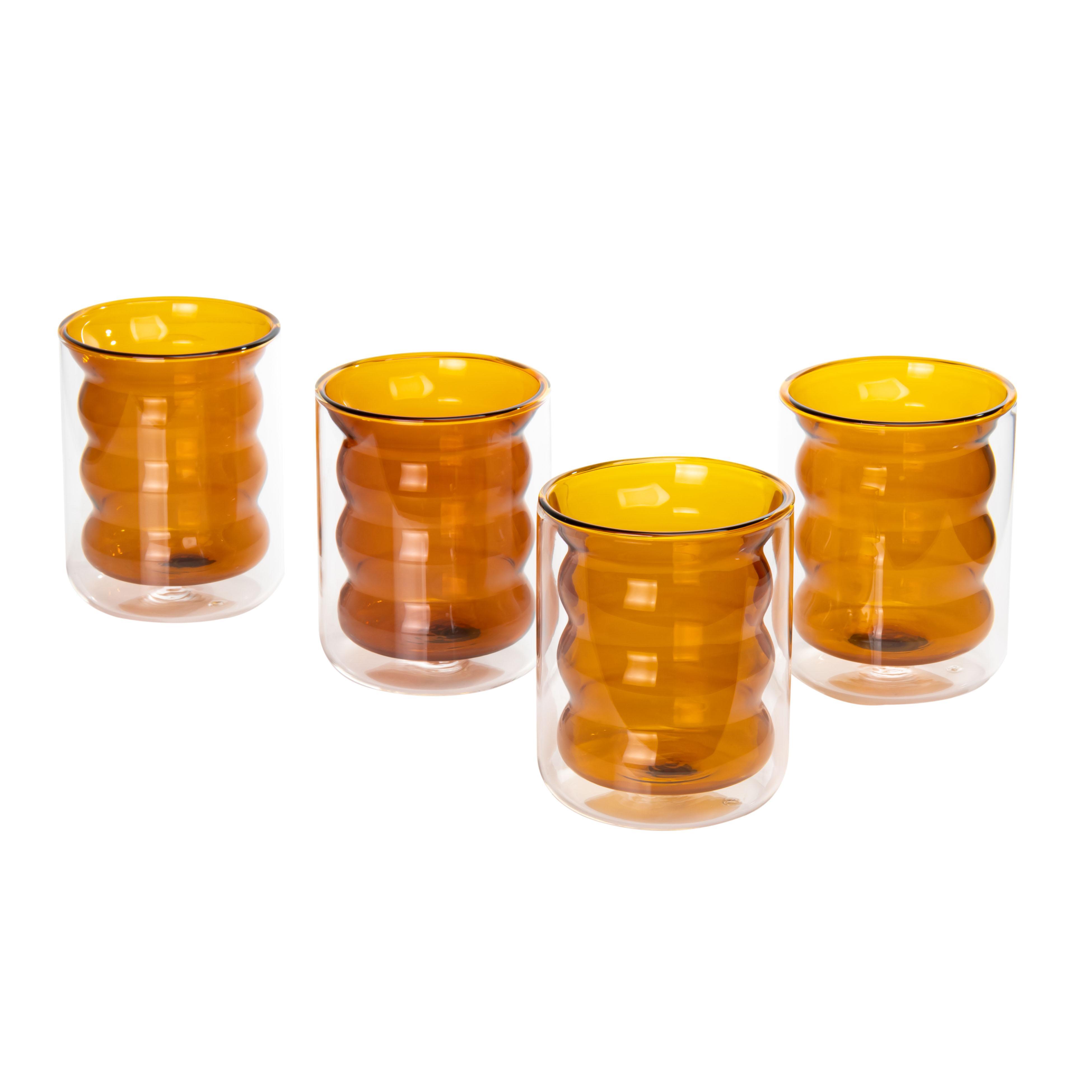 TOV Furniture Waves Water Glass (Set of 4), Amber, large