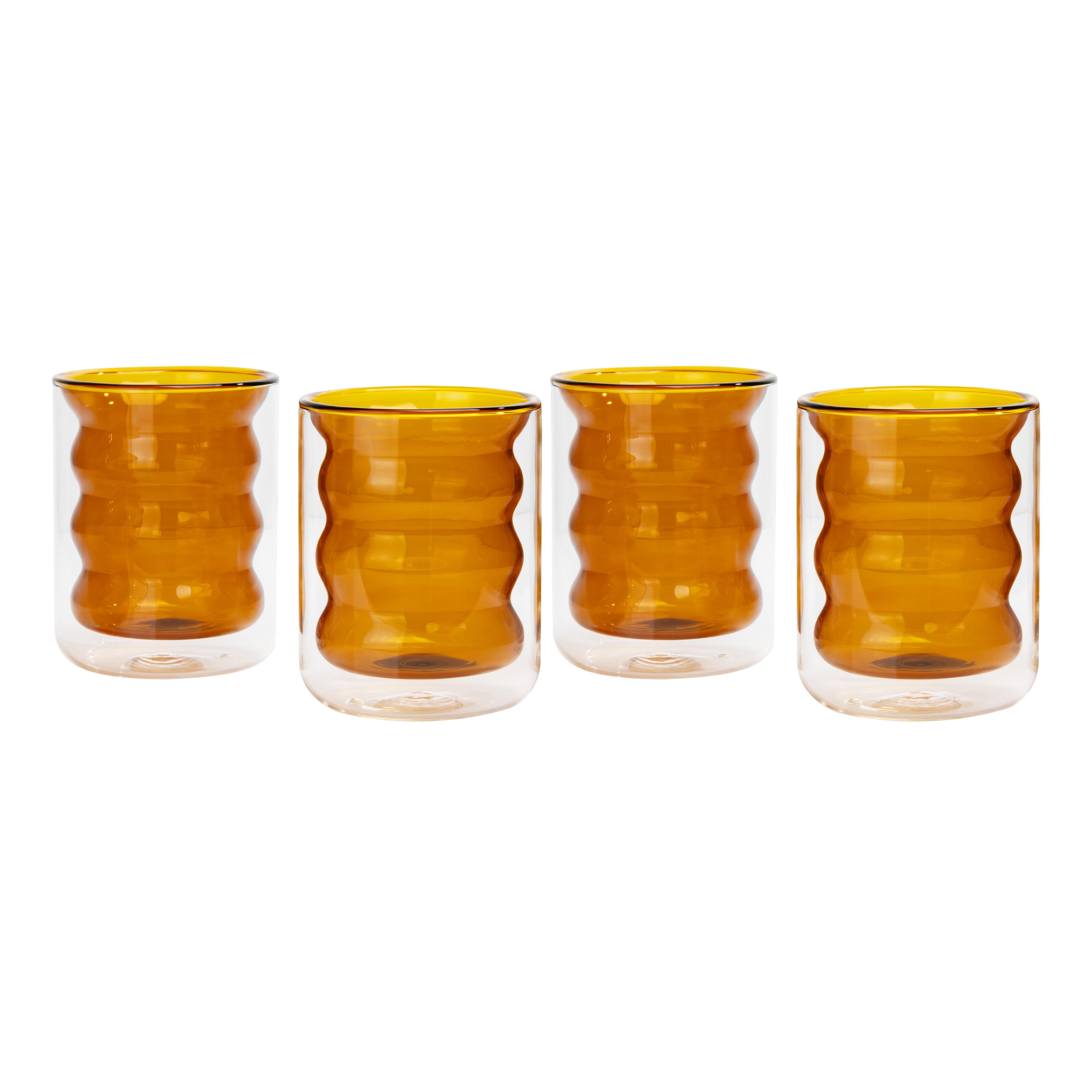 TOV Furniture Waves Water Glass (Set of 4), Amber, large