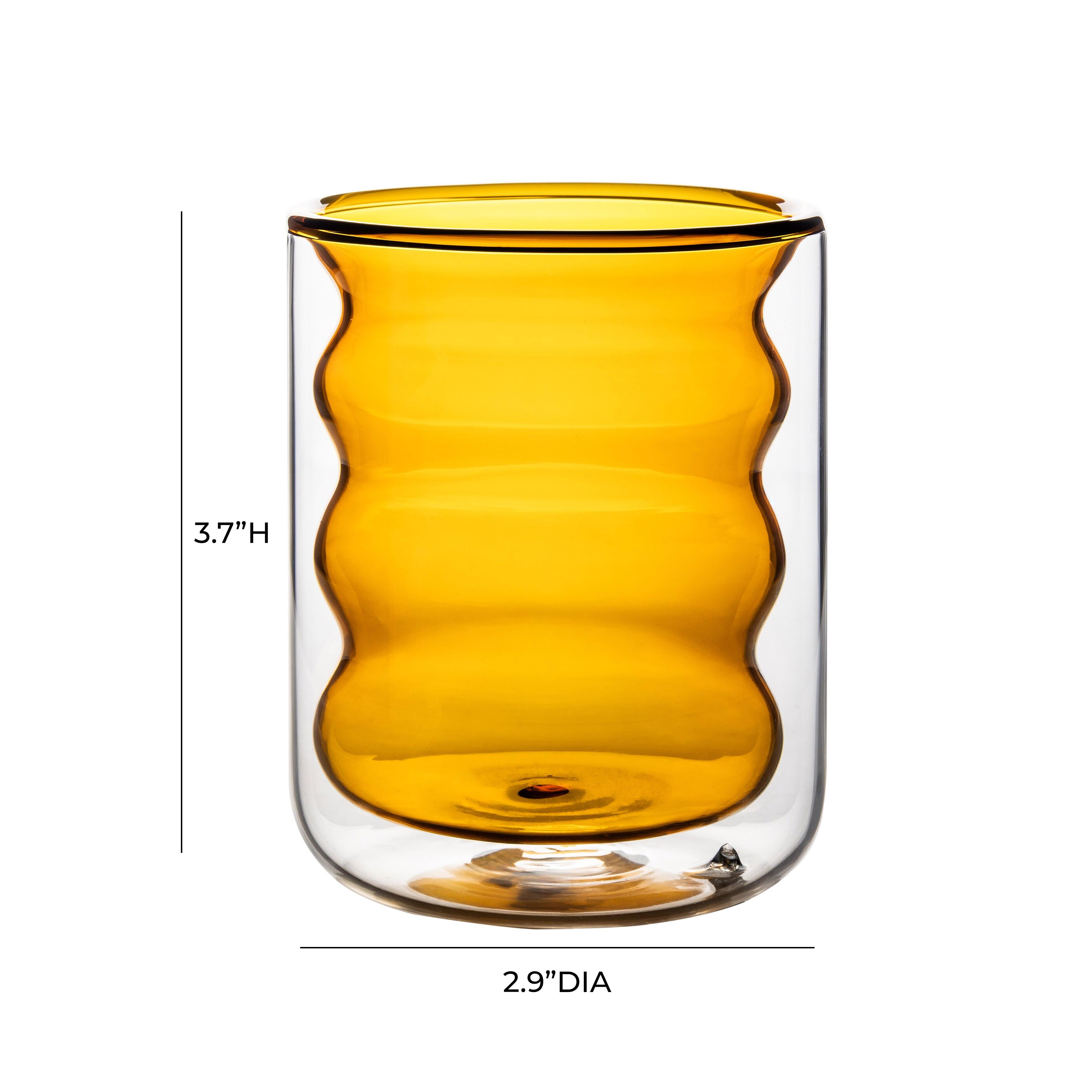 TOV Furniture Waves Water Glass (Set of 4), Amber, large