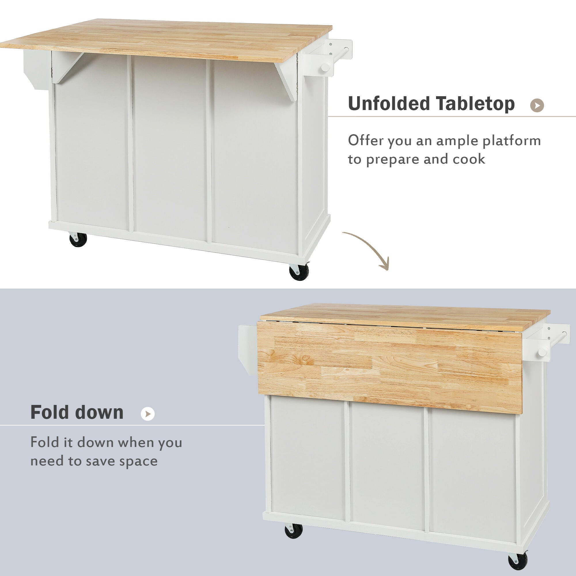 Dovelina Zenyra Kitchen Island, White, large