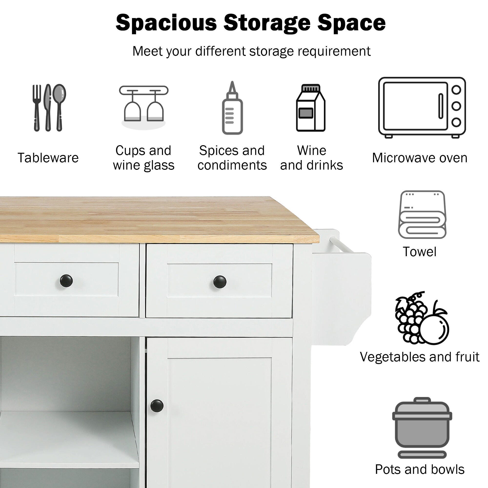 Dovelina Zenyra Kitchen Island, White, large