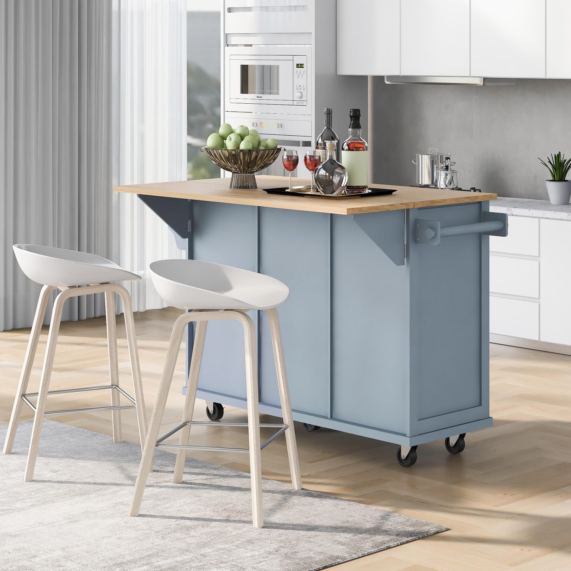 Dovelina Zenyra Kitchen Island, Blue, large