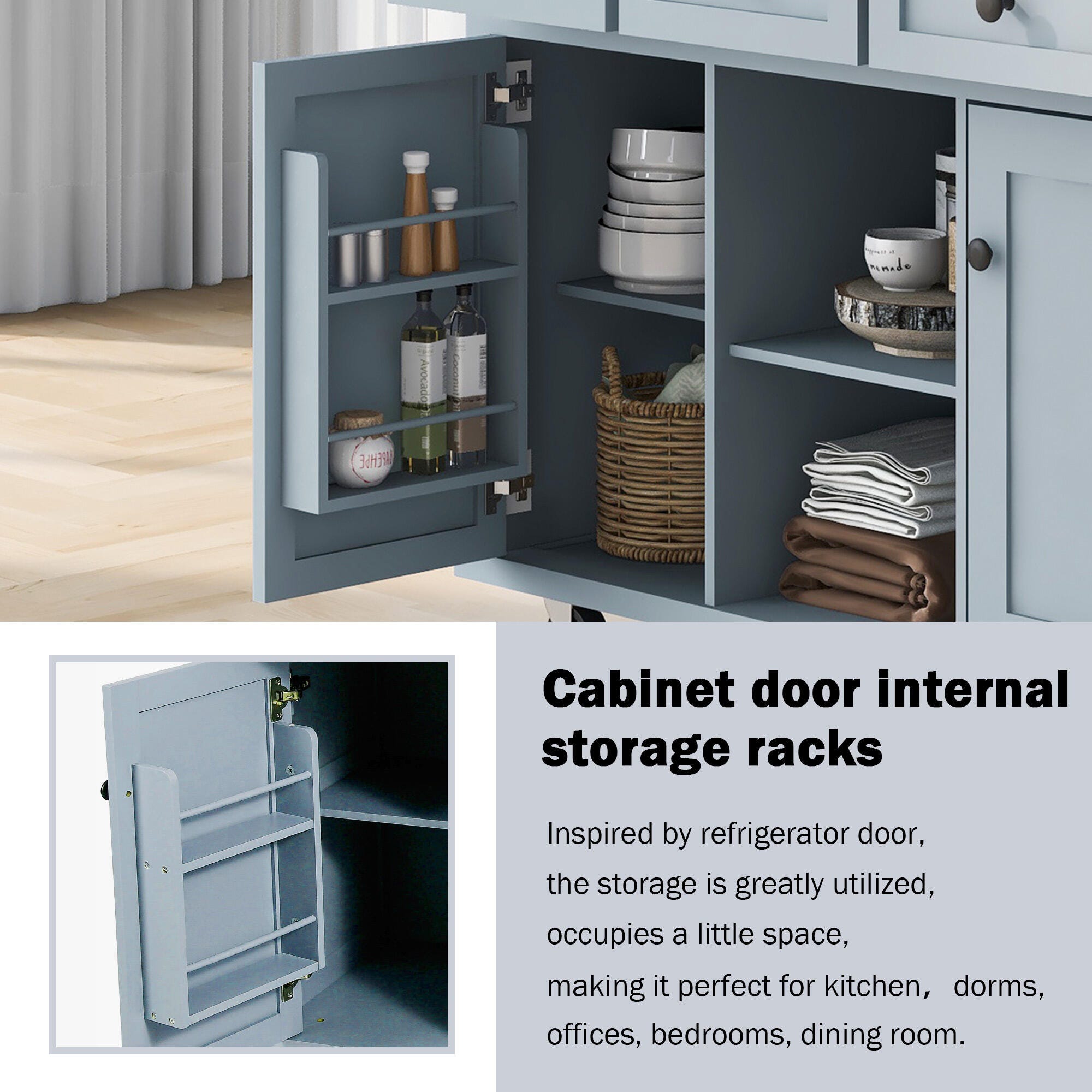 Dovelina Zenyra Kitchen Island, Blue, large