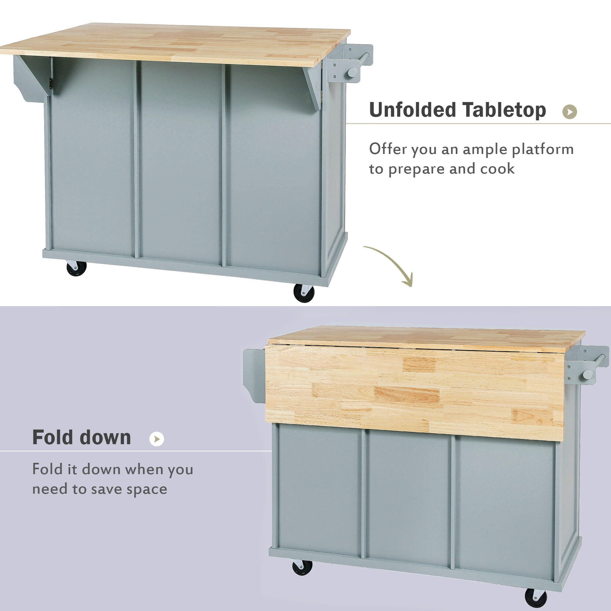 Dovelina Zenyra Kitchen Island, Blue, large