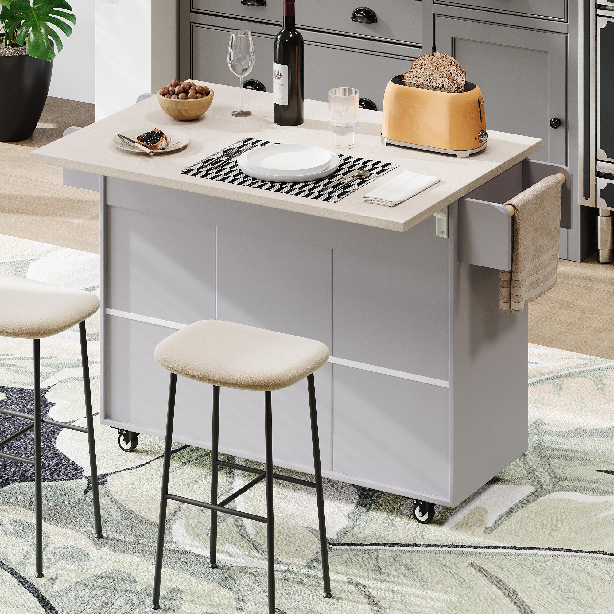 Dovelina Zenyra Kitchen Island with Storage Cabinet | Ashley