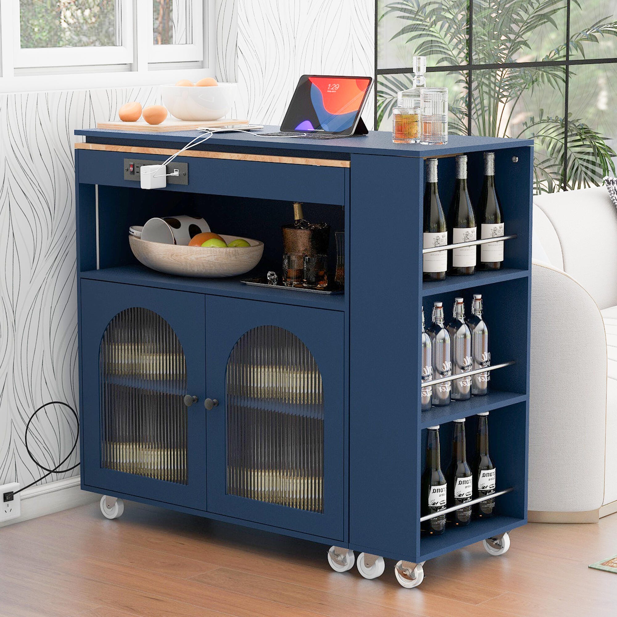 R0376) ユーアイ CARREAW　オーシャンナット2 店頭取引大歓迎♪ キッチンボード Dovelina Zenyra Kitchen Island With Extended Table | Ashley