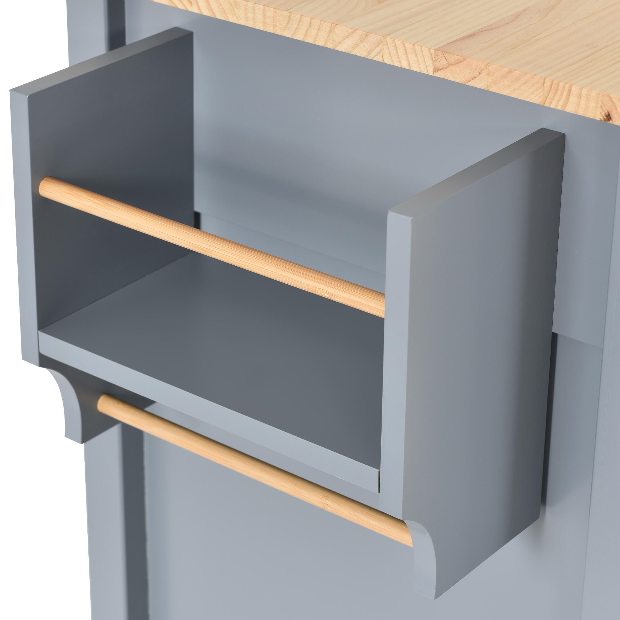 Dovelina Kiopy Kitchen Island Cart with Solid Wood Top, Blue, large