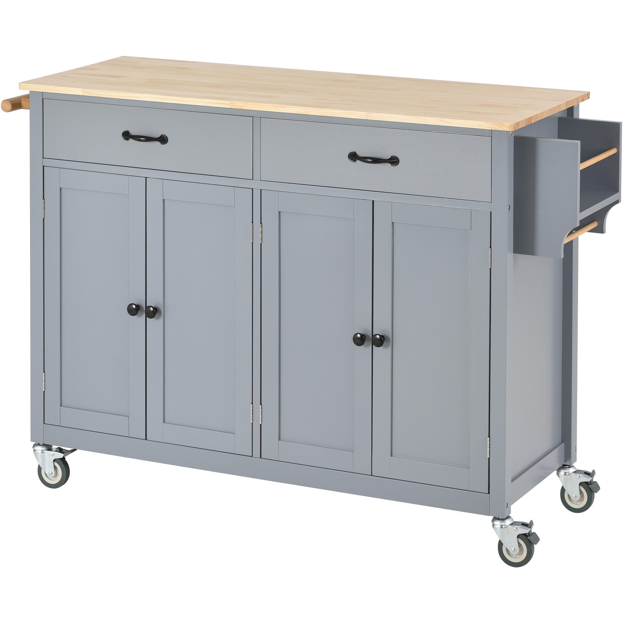 Dovelina Kiopy Kitchen Island Cart with Solid Wood Top, Blue, large