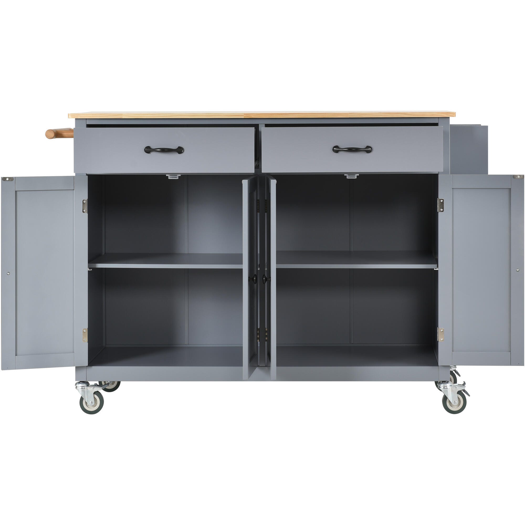 Dovelina Kiopy Kitchen Island Cart with Solid Wood Top, Blue, large