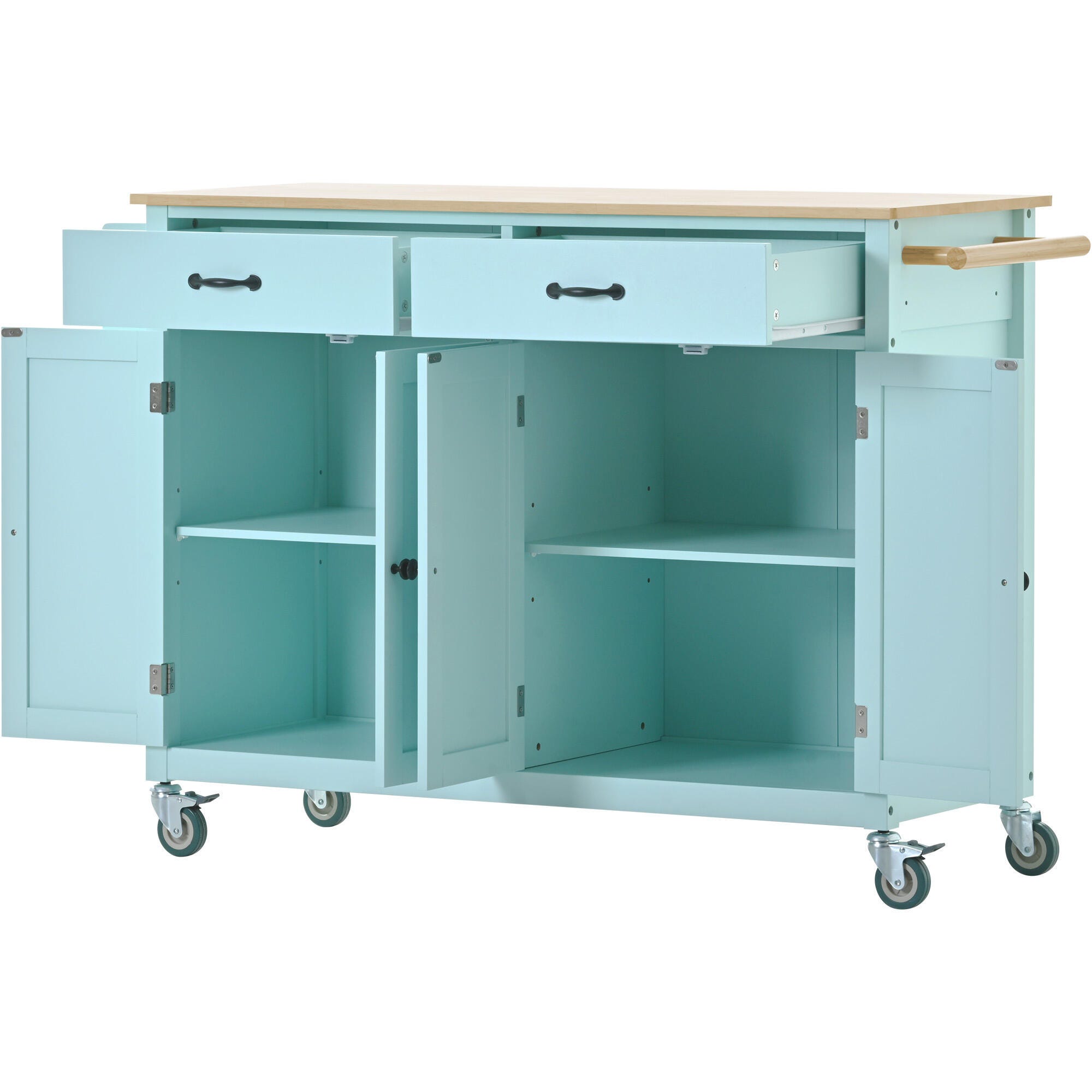 Dovelina Kiopy Kitchen Island Cart with Solid Wood Top, Green, large