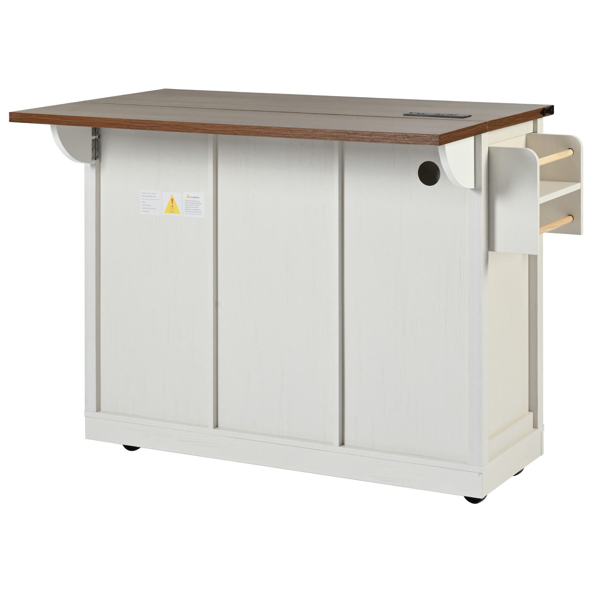 Dovelina Kiopy Kitchen Island with Power Outlet, White, large