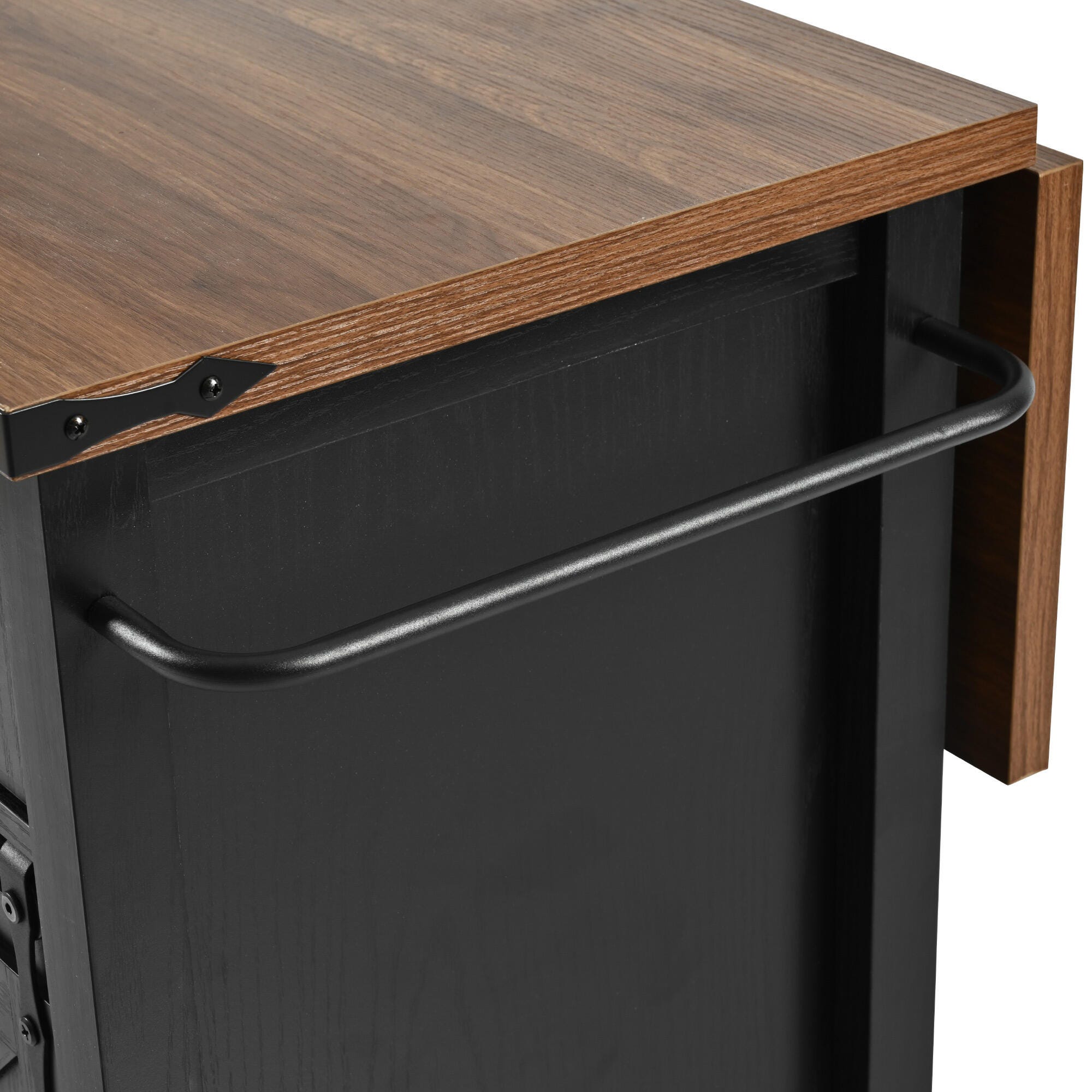 Dovelina Kiopy Kitchen Island with Power Outlet, Black, large