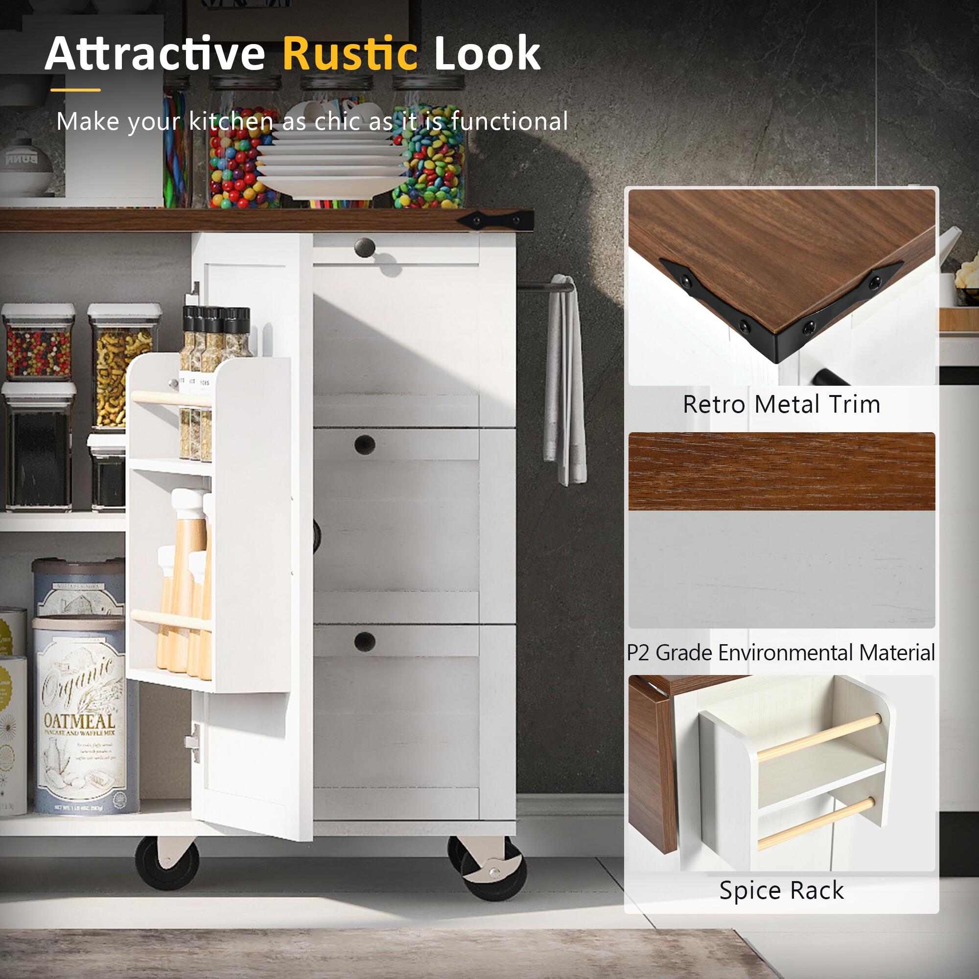 Dovelina Kiopy Kitchen Storage Island with Internal Storage Rack