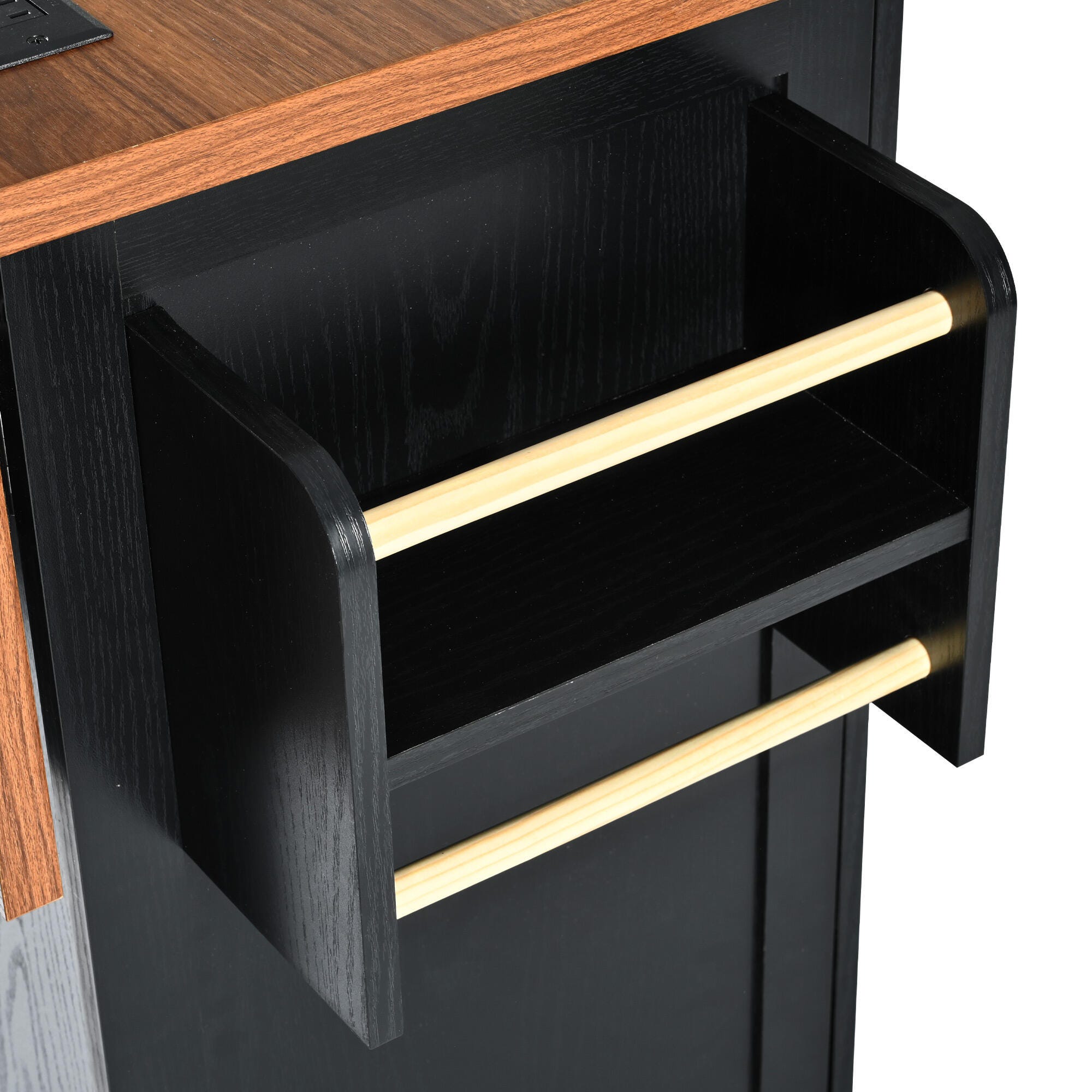 Dovelina Kiopy Kitchen Storage Island with Internal Storage Rack, Black, large