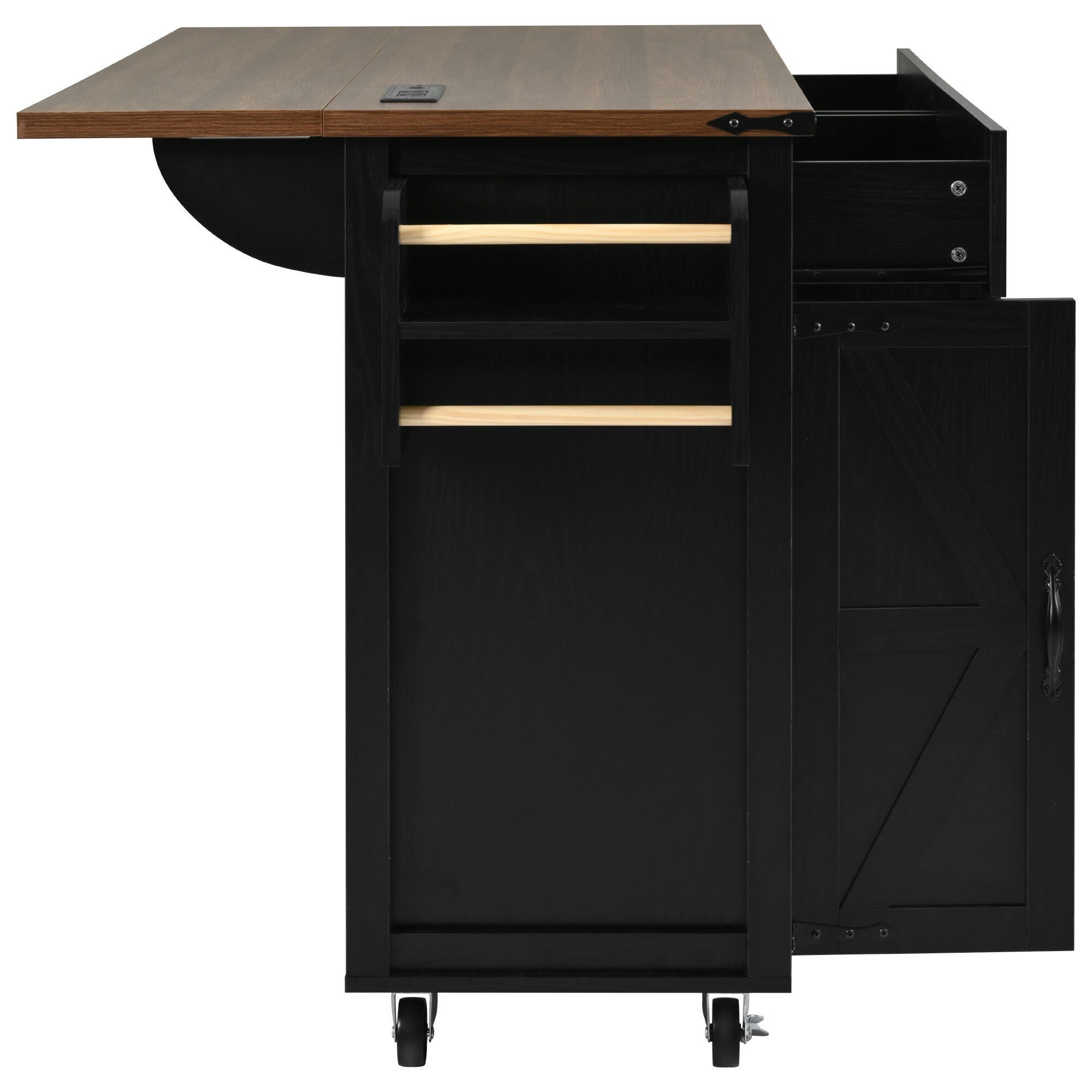 Dovelina Kiopy Rolling Kitchen Cart on Wheels, Black, large