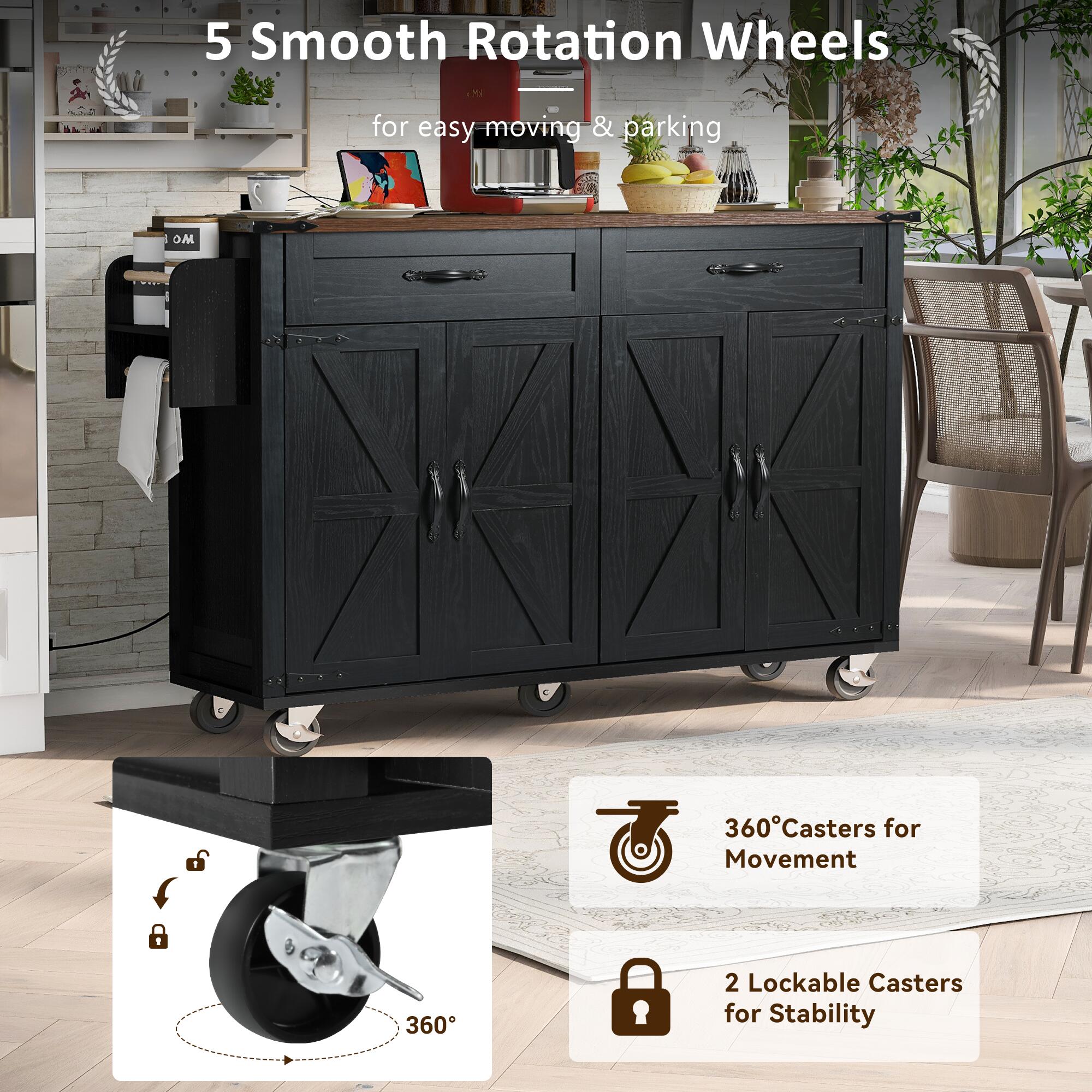Dovelina Kiopy Rolling Kitchen Cart on Wheels, Black, large