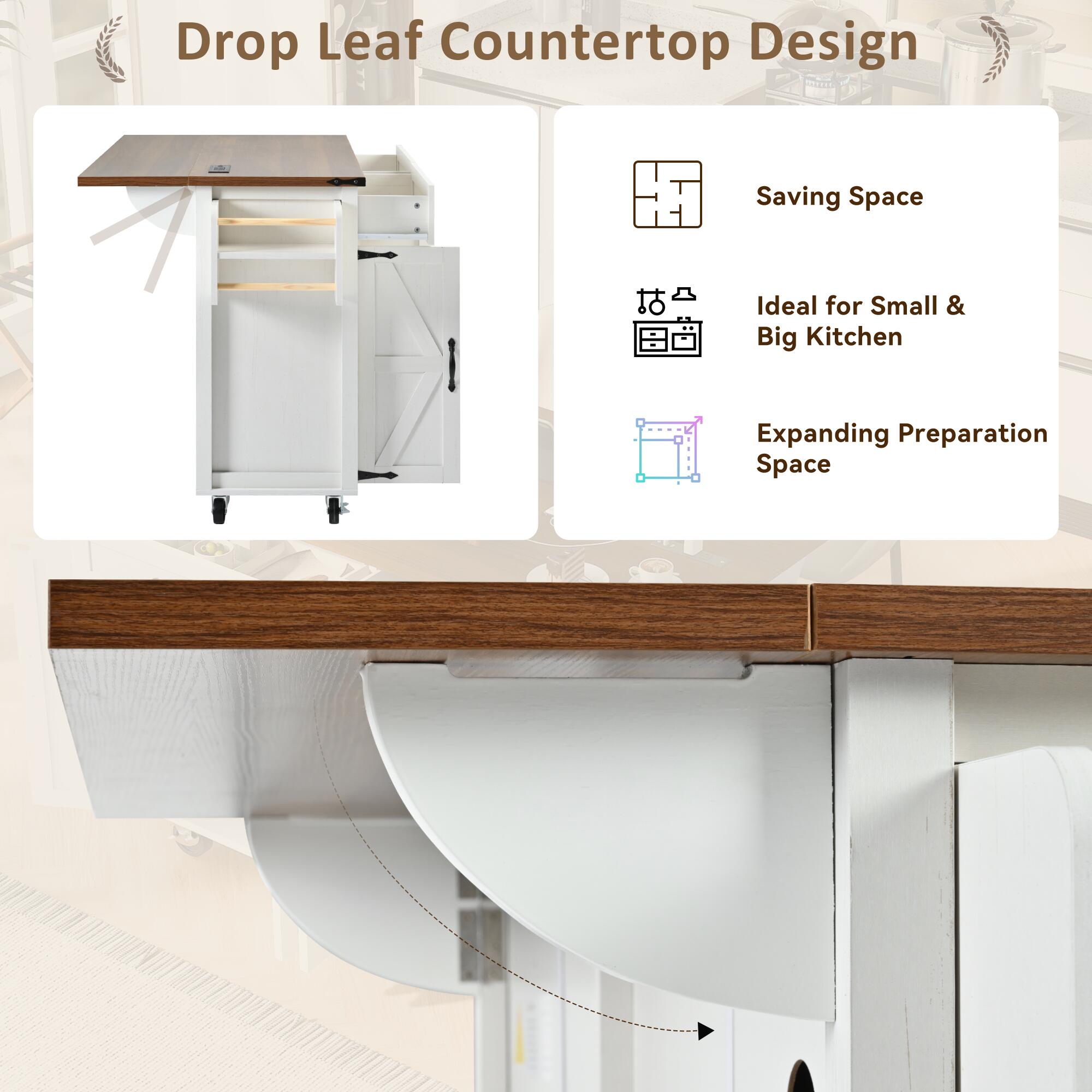 Dovelina Kiopy Rolling Kitchen Cart on Wheels, White, large
