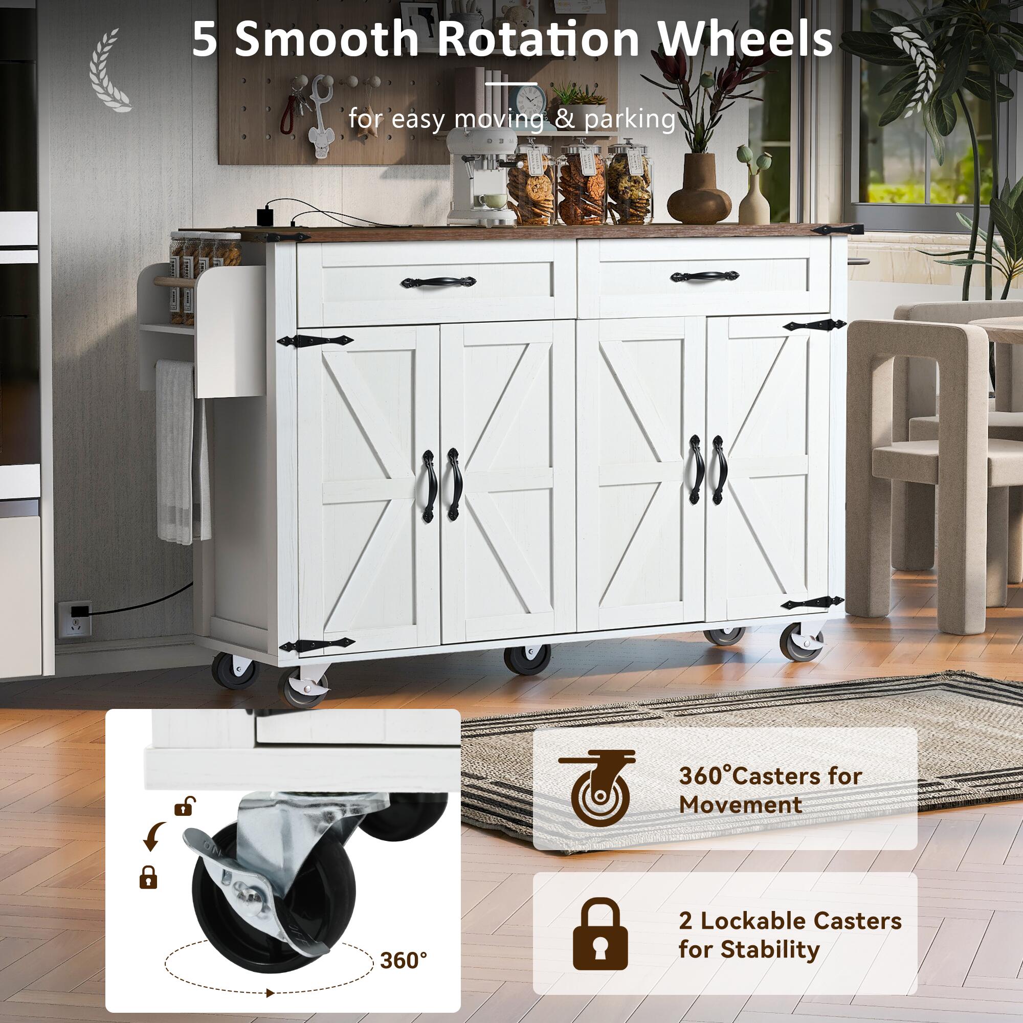 Dovelina Kiopy Rolling Kitchen Cart on Wheels, White, large