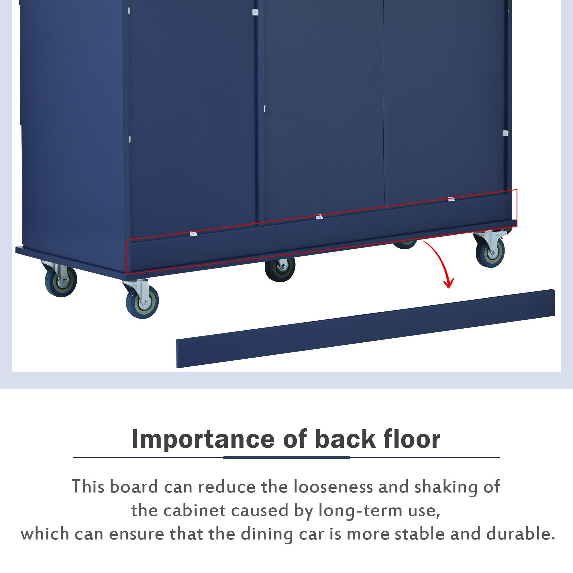 Dovelina Kiopy Rolling Mobile Kitchen Island with Solid Wood Top, Blue, large