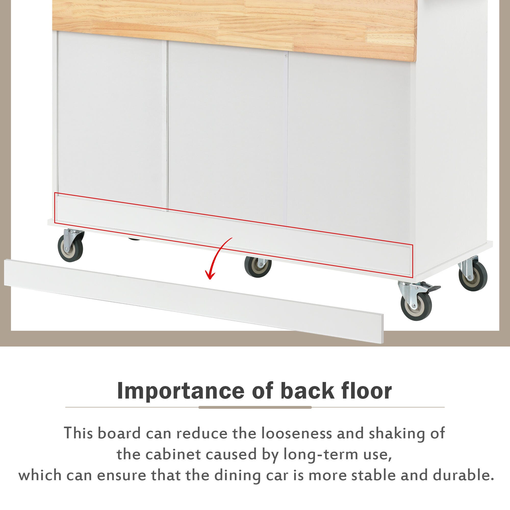Dovelina Kiopy Rolling Mobile Kitchen Island with Solid Wood Top, White, large