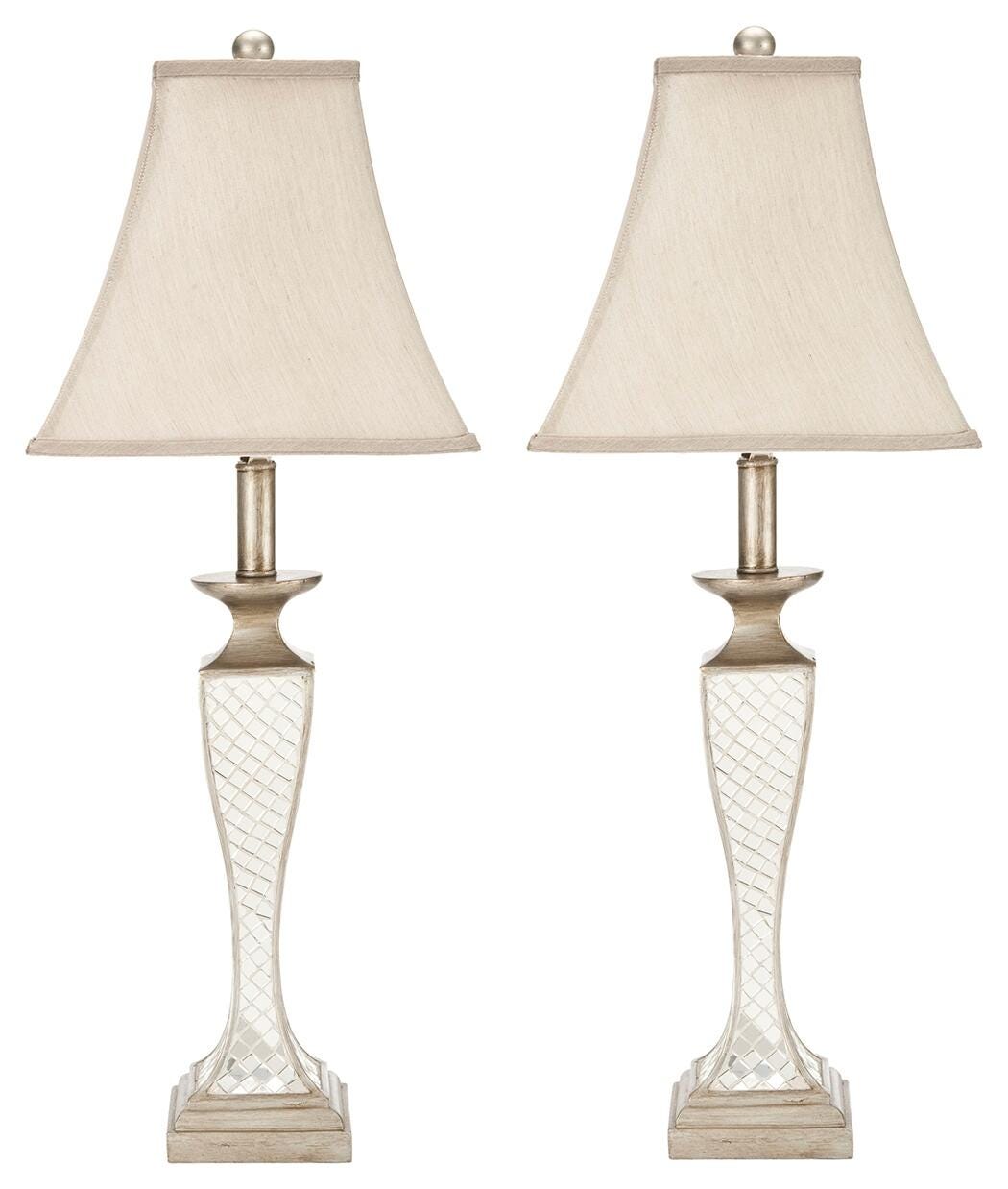 Urn Shaped Glass Lattice Table Lamp (Set of 2), , large