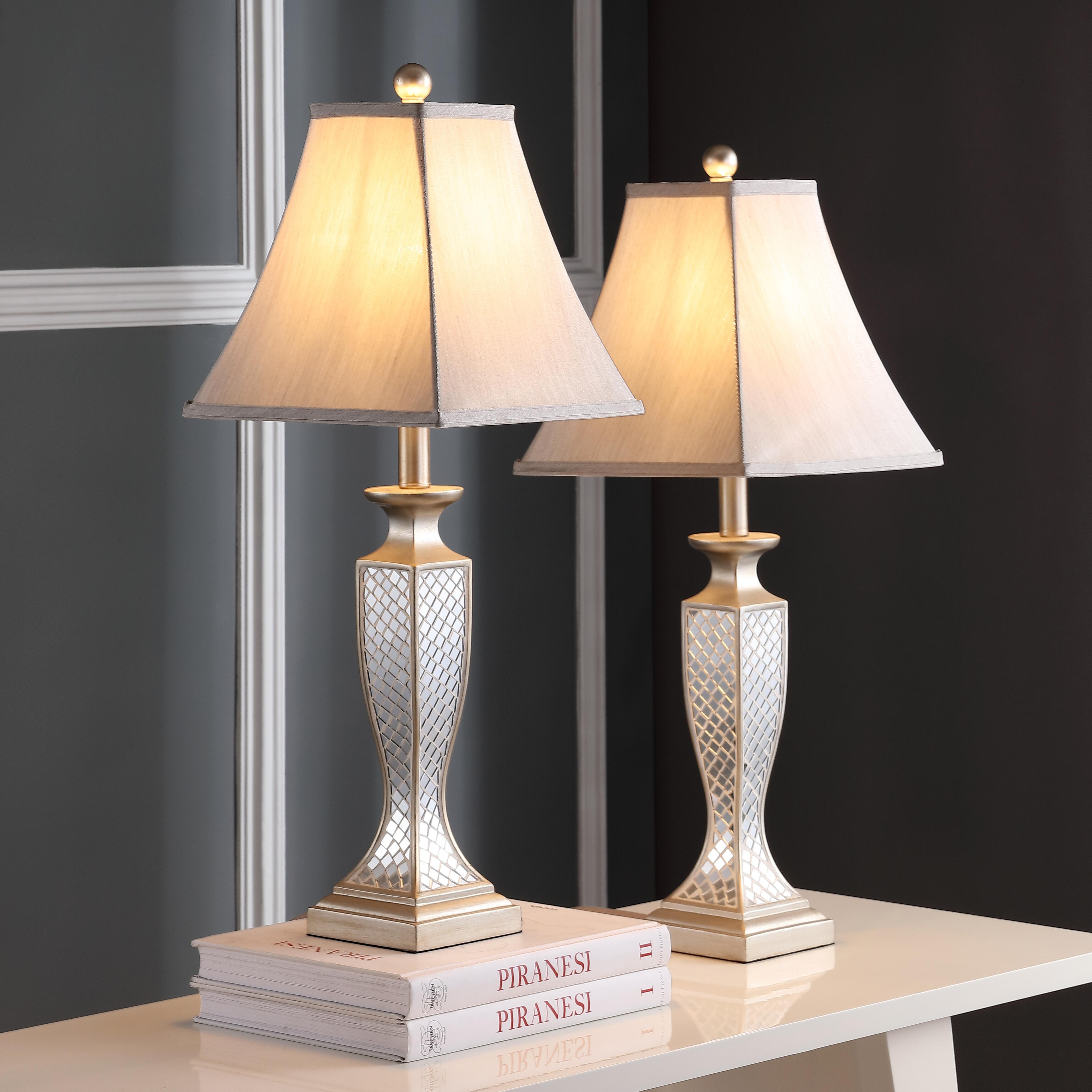 Urn Shaped Glass Lattice Table Lamp (Set of 2), , large