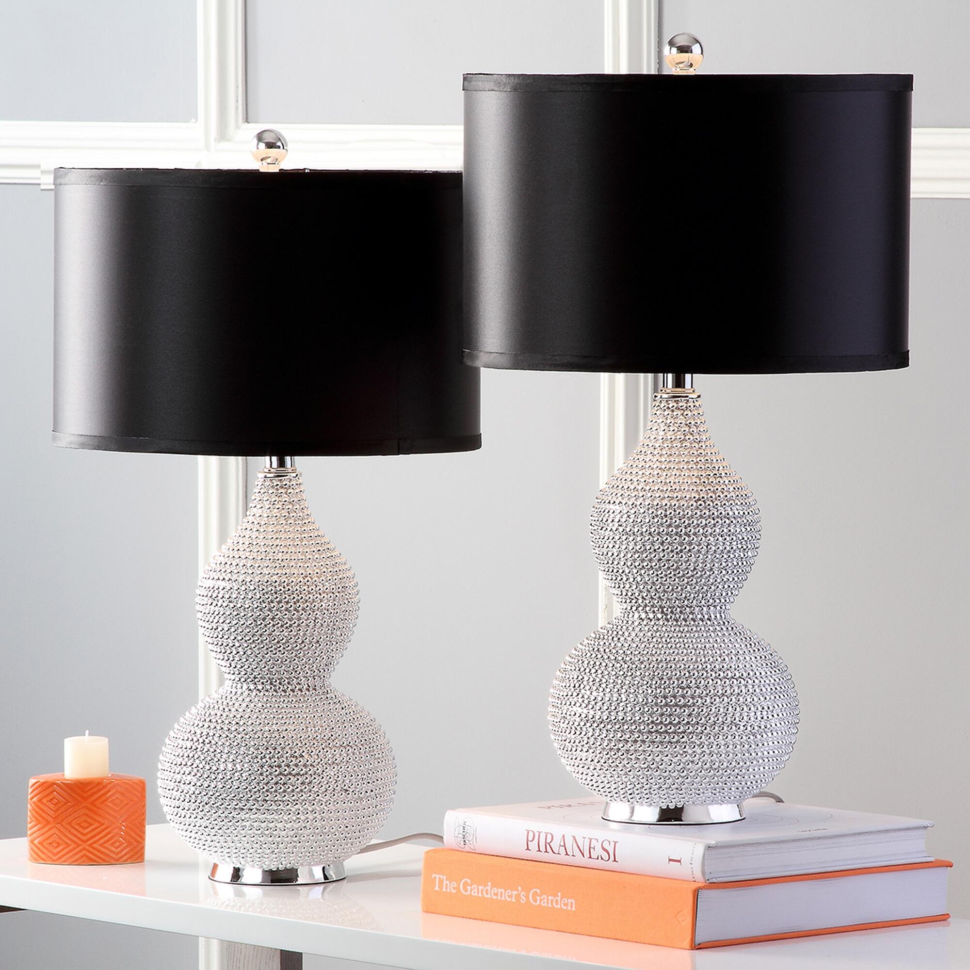 Beaded Cylinder Table Lamp (Set of 2), Black, large