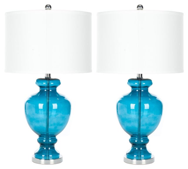 Safavieh Glass Table Lamp (Set of 2), Transparent Blue