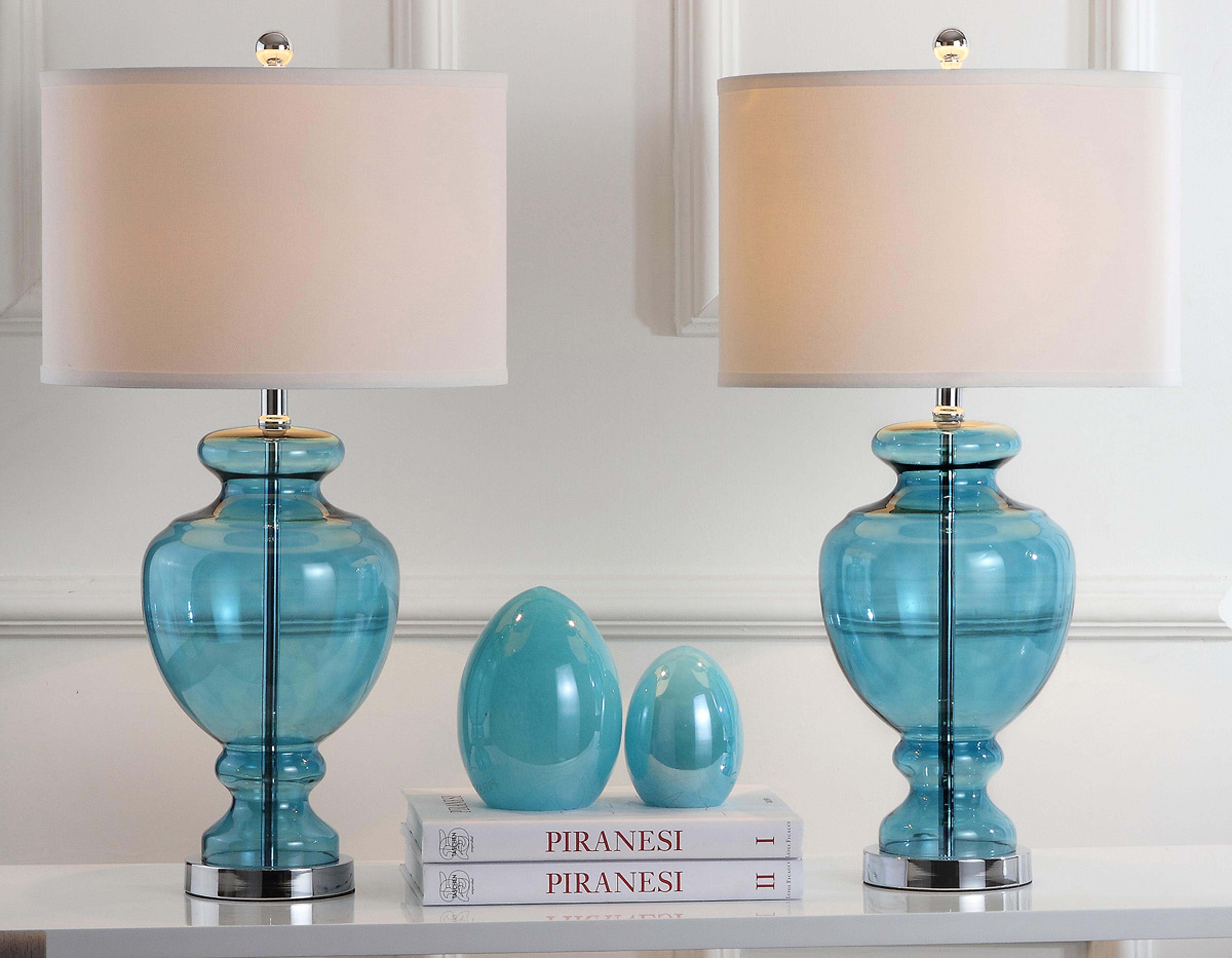 Translucent Glass Table Lamp (Set of 2), Transparent Blue, large
