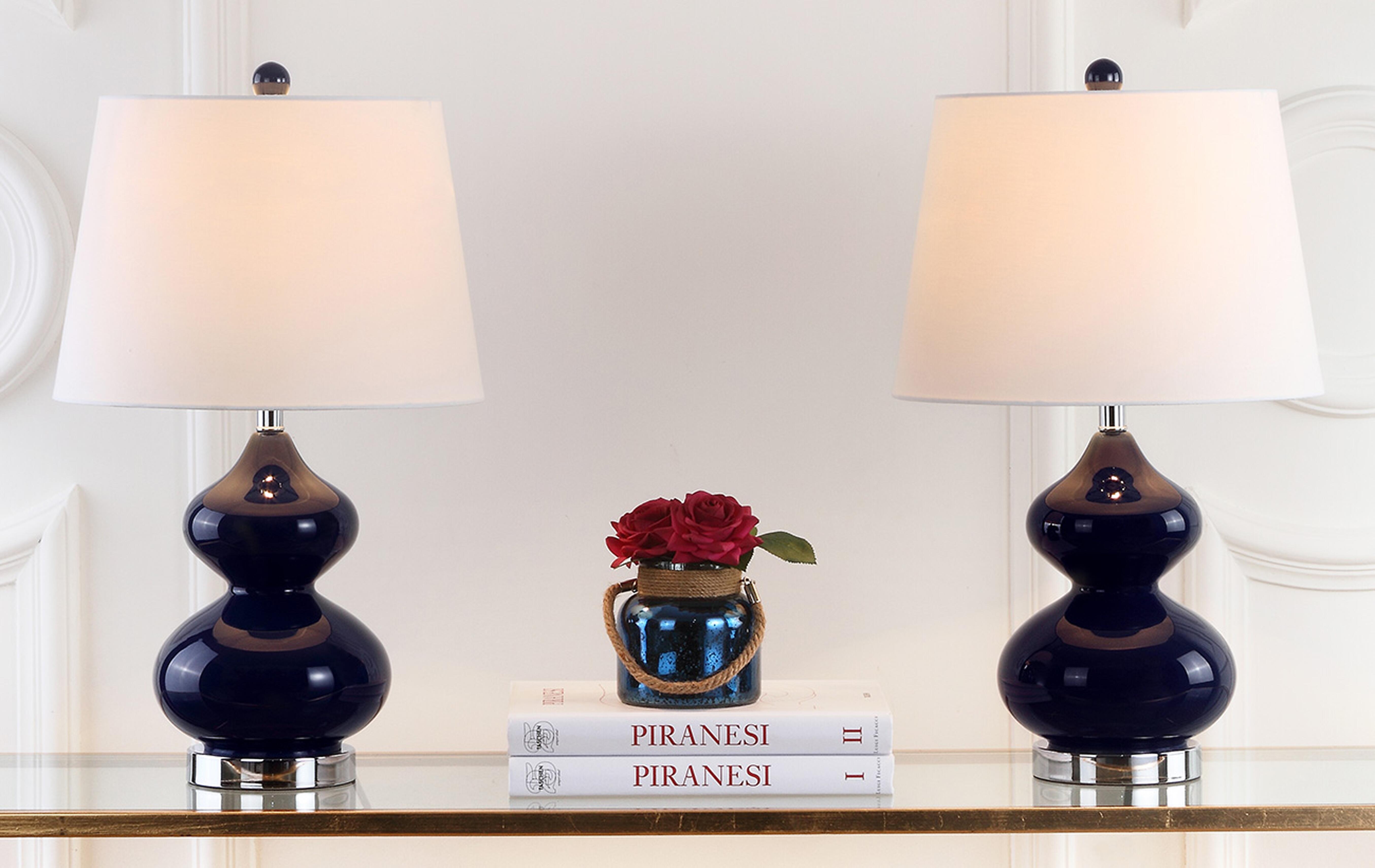 Safavieh York Double Gourd Table Lamp (Set of 2), Navy, large