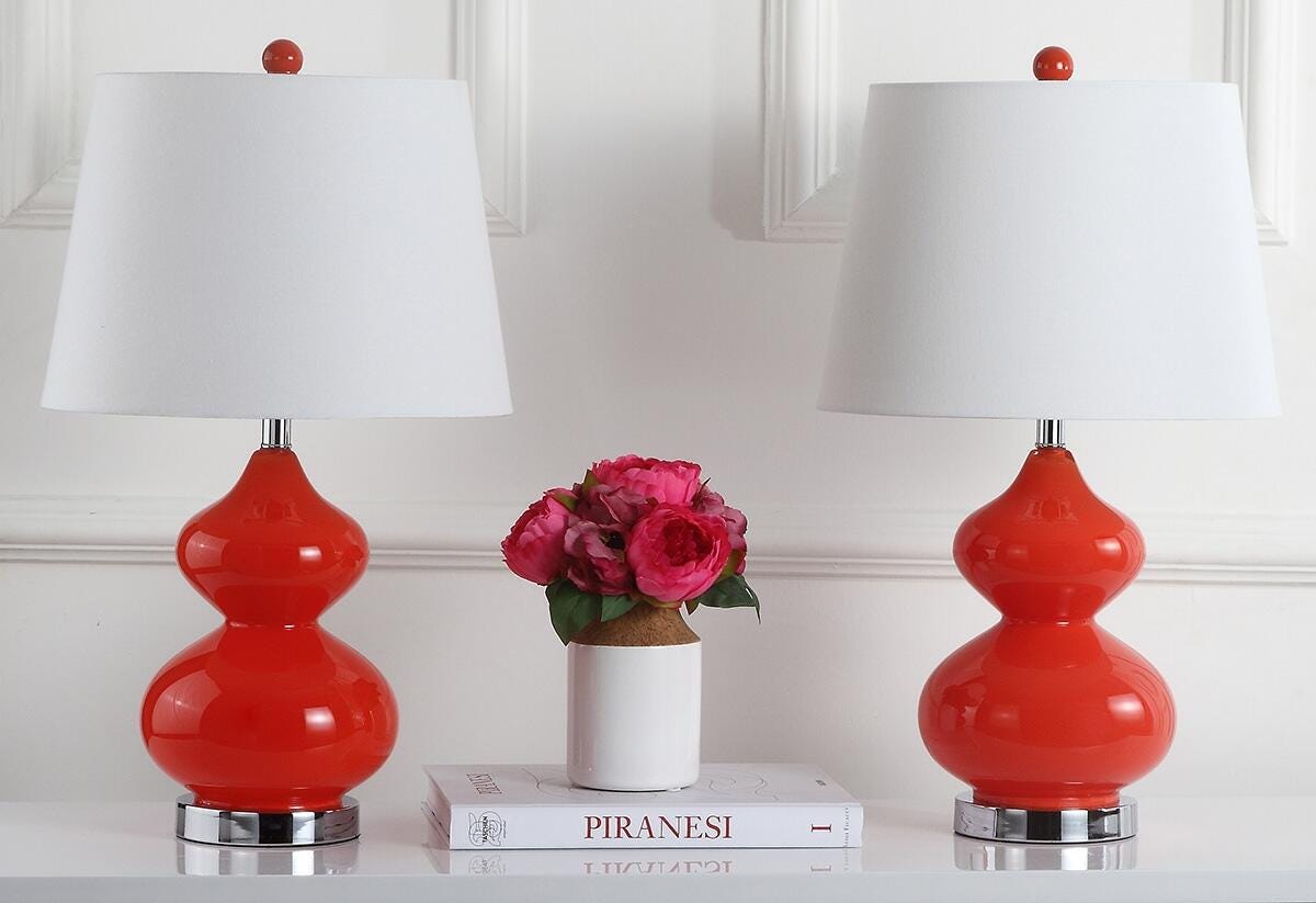 York Double Gourd Table Lamp (Set of 2), Orange, rollover