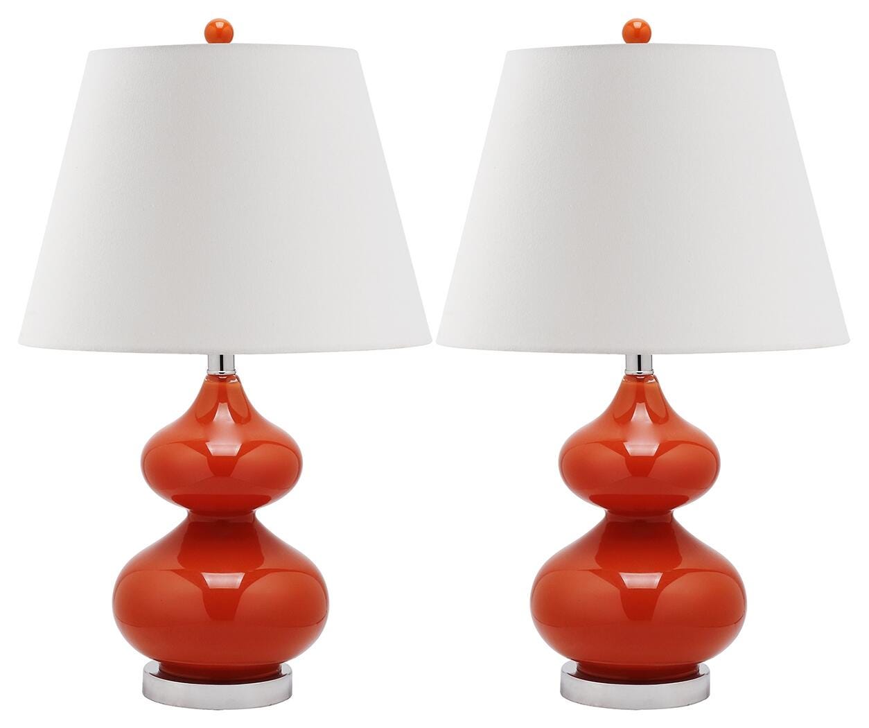 York Double Gourd Table Lamp (Set of 2), Orange, large