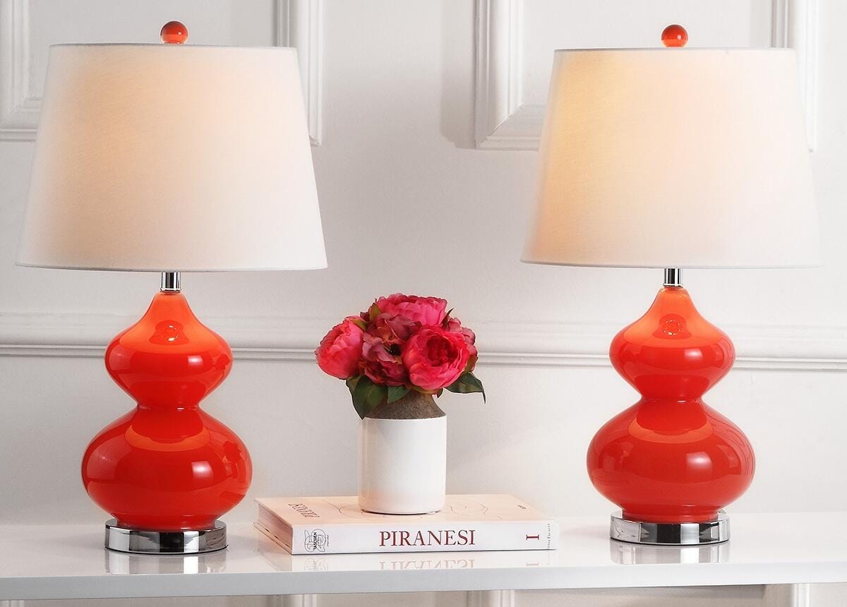 Safavieh York Double Gourd Table Lamp (Set of 2), Orange, large