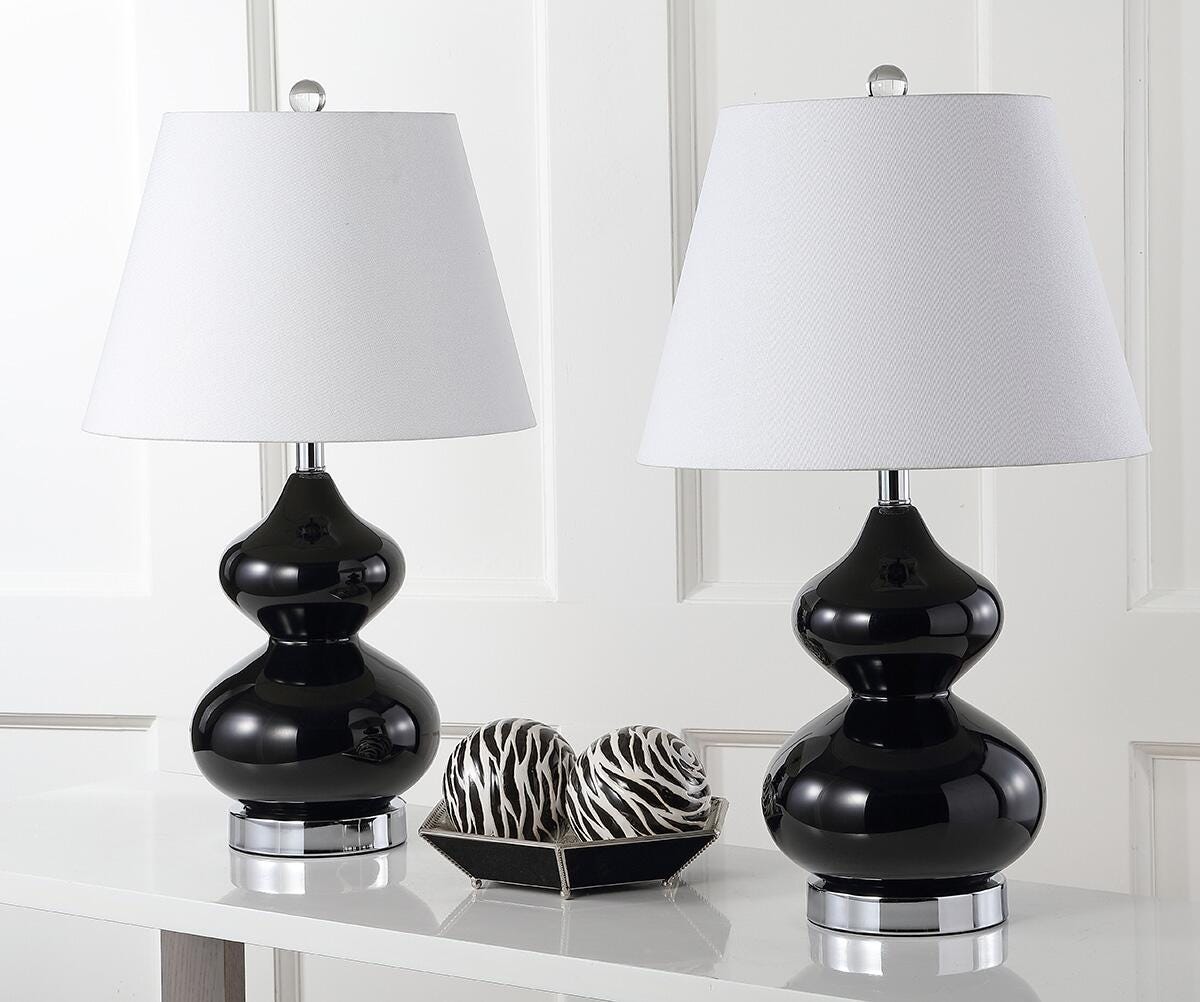 York Double Gourd Table Lamp (Set of 2), Black, rollover
