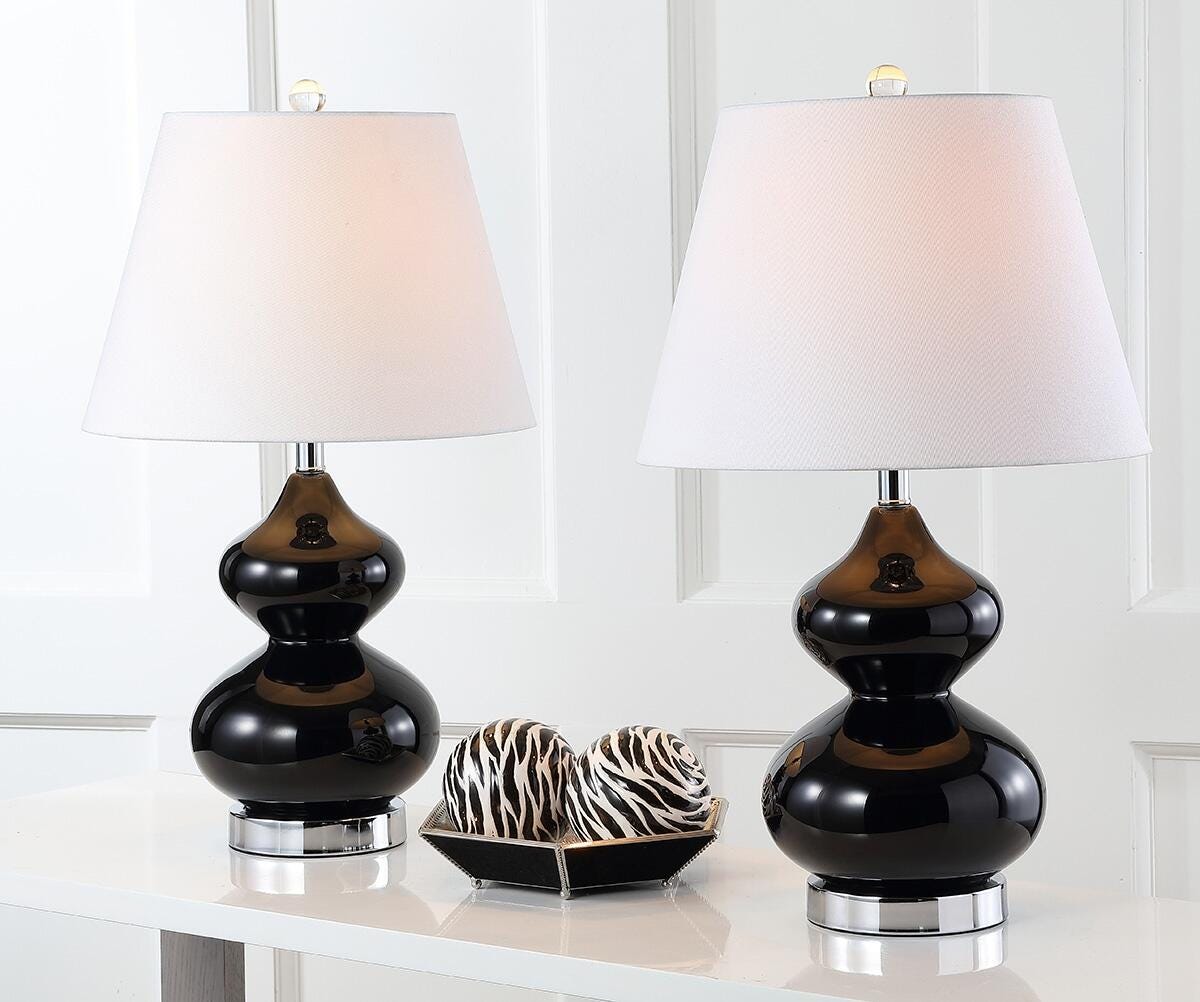 Safavieh York Double Gourd Table Lamp (Set of 2), Black, large