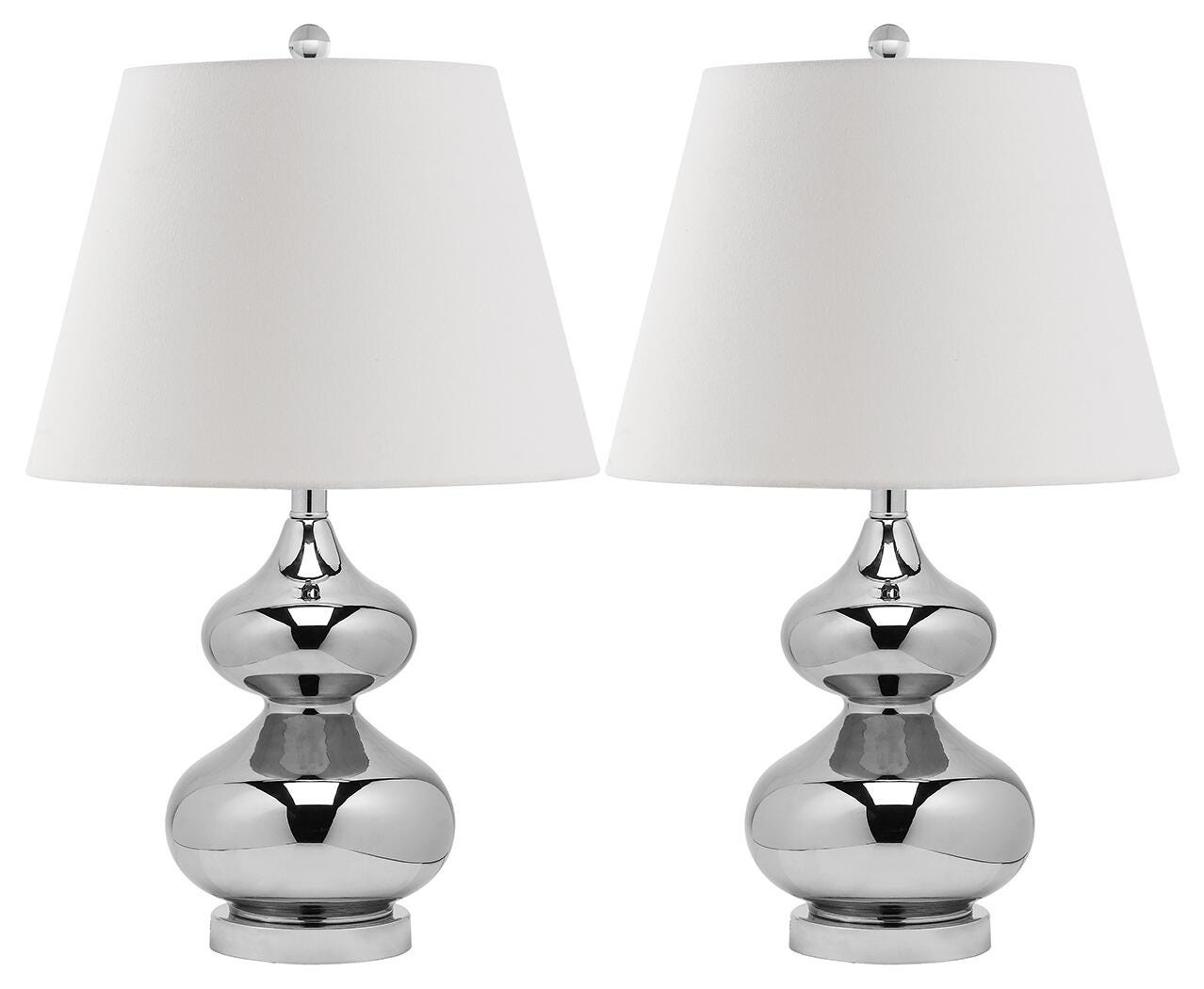 York Double Gourd Table Lamp (Set of 2), Silver, large