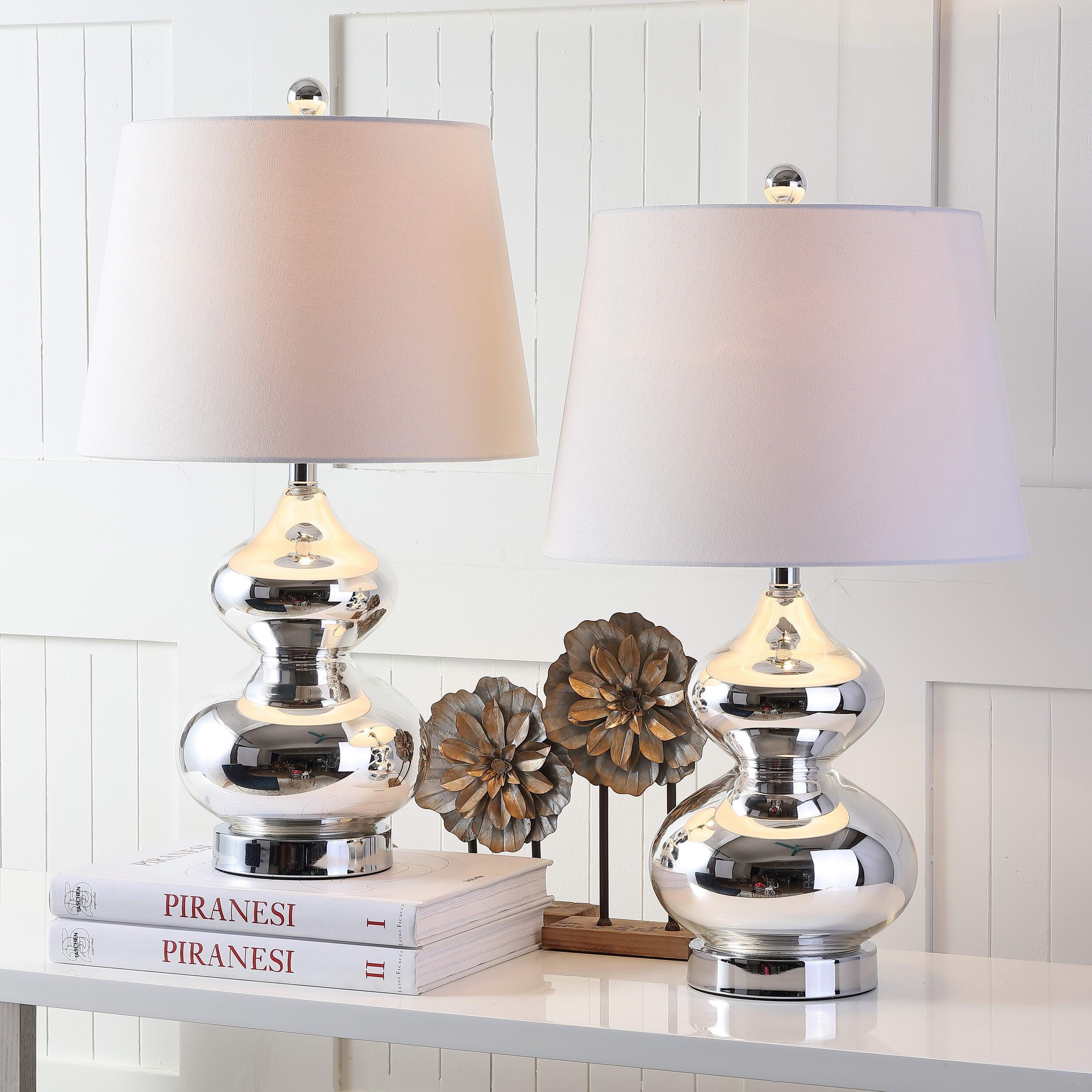 Safavieh York Double Gourd Table Lamp (Set of 2), Silver, large