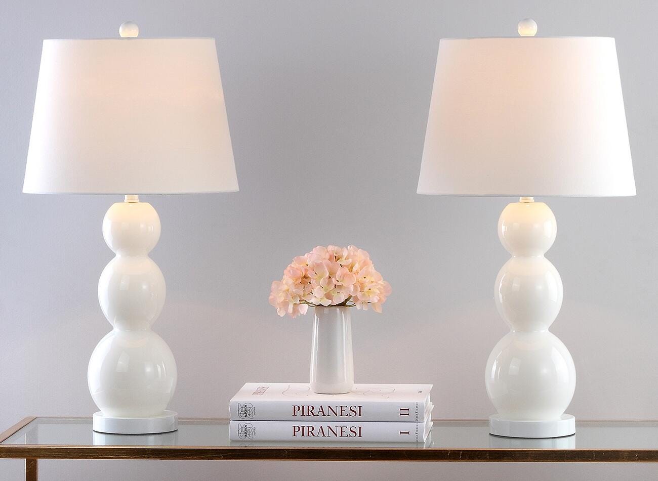 Safavieh Cassie Three Sphere Glass Table Lamp (Set of 2), White, large