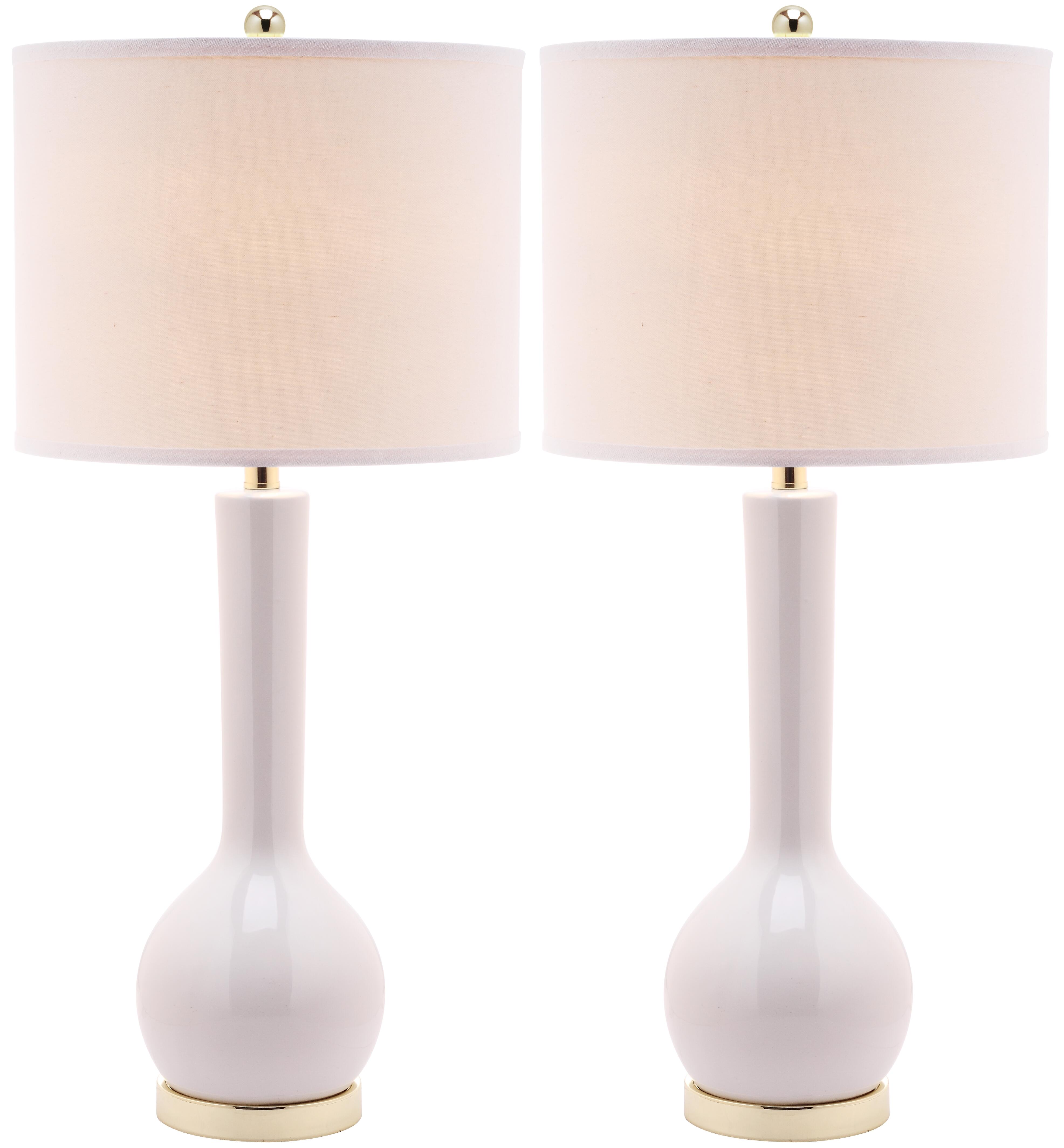 Safavieh Luz Long Neck Ceramic Table Lamp (Set of 2), White, large
