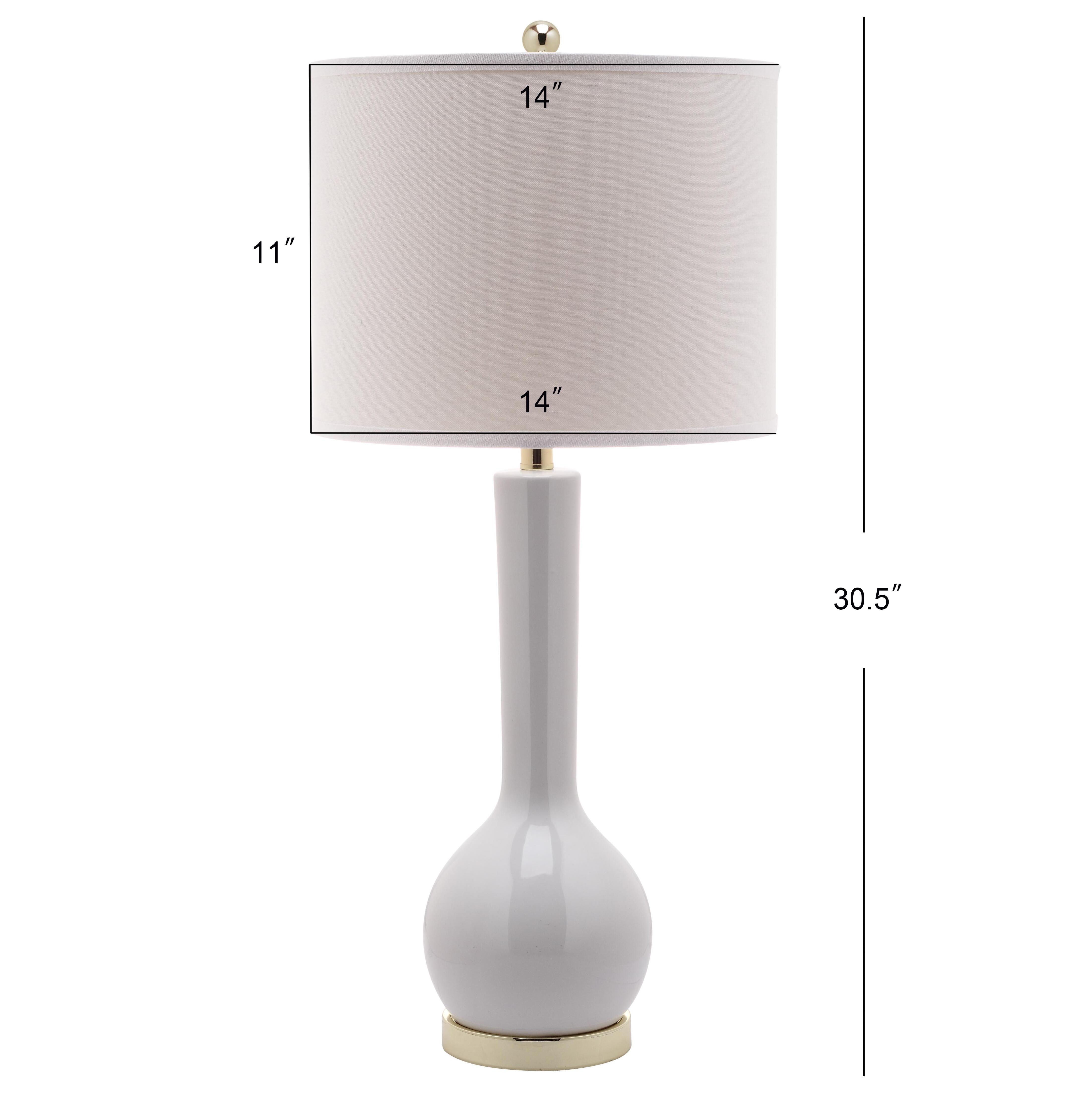 Safavieh Luz Long Neck Ceramic Table Lamp (Set of 2), White, large