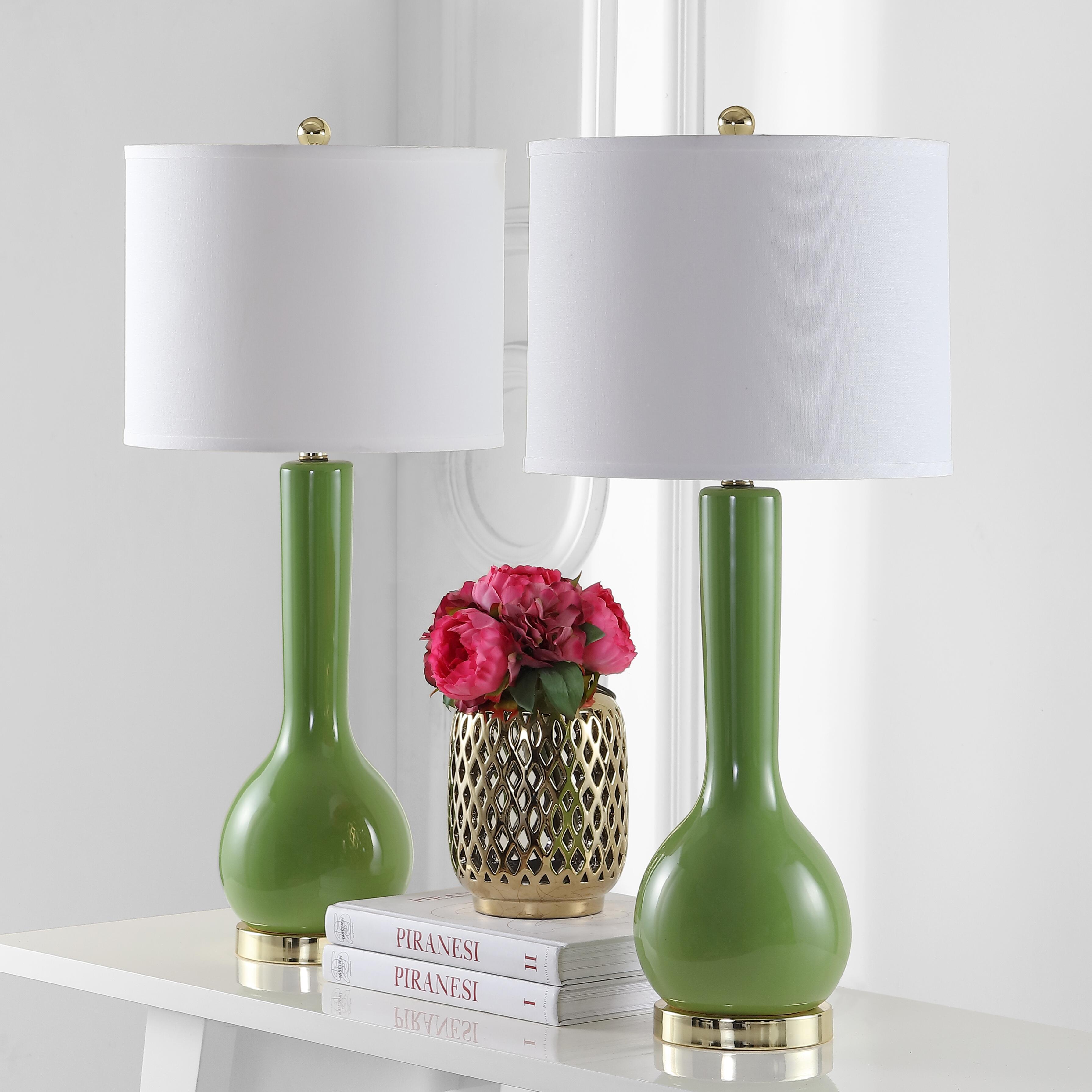 Luz Long Neck Ceramic Table Lamp (Set of 2), Avocado, rollover