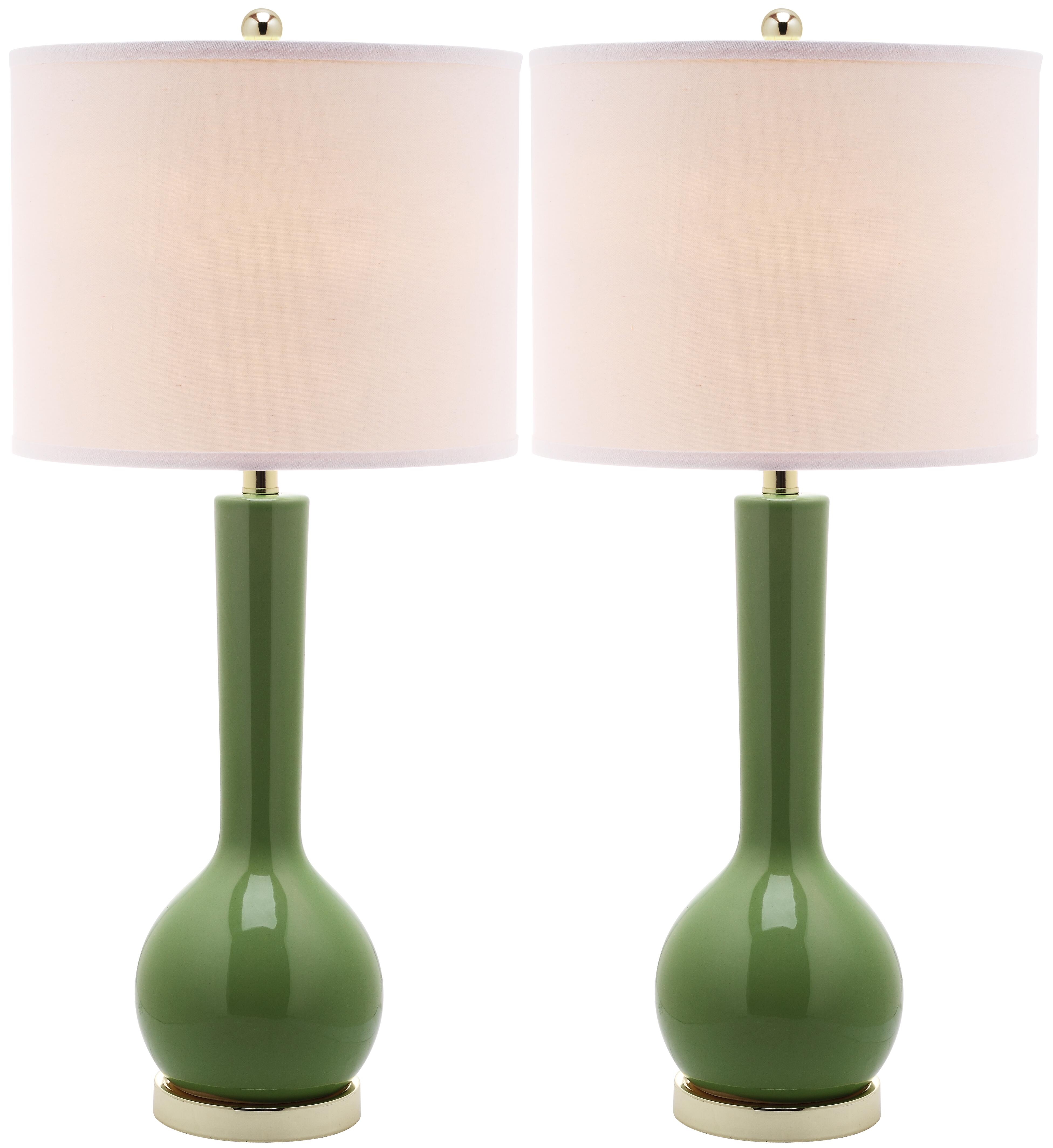 Safavieh Luz Long Neck Ceramic Table Lamp (Set of 2), Avocado, large