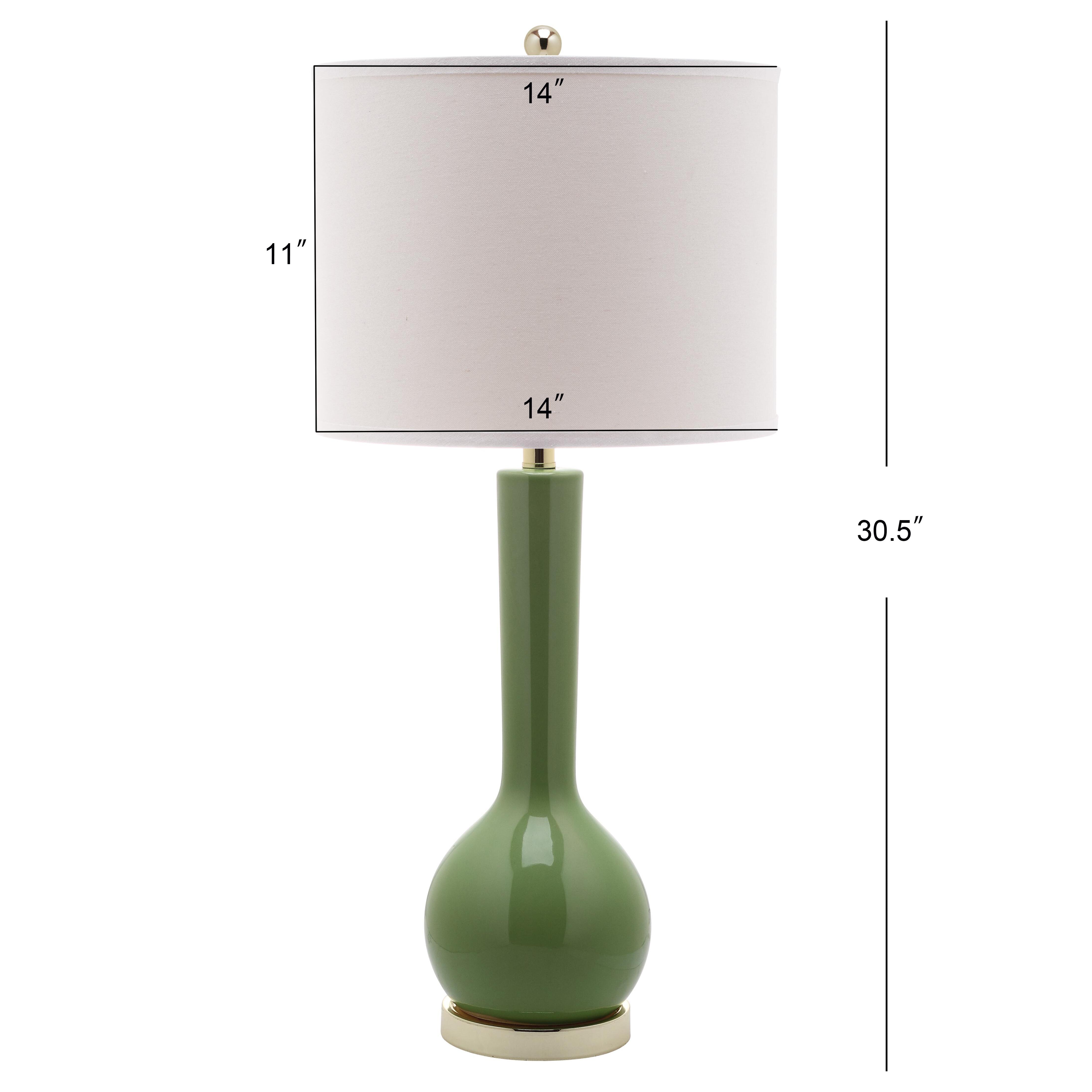 Safavieh Luz Long Neck Ceramic Table Lamp (Set of 2), Avocado, large