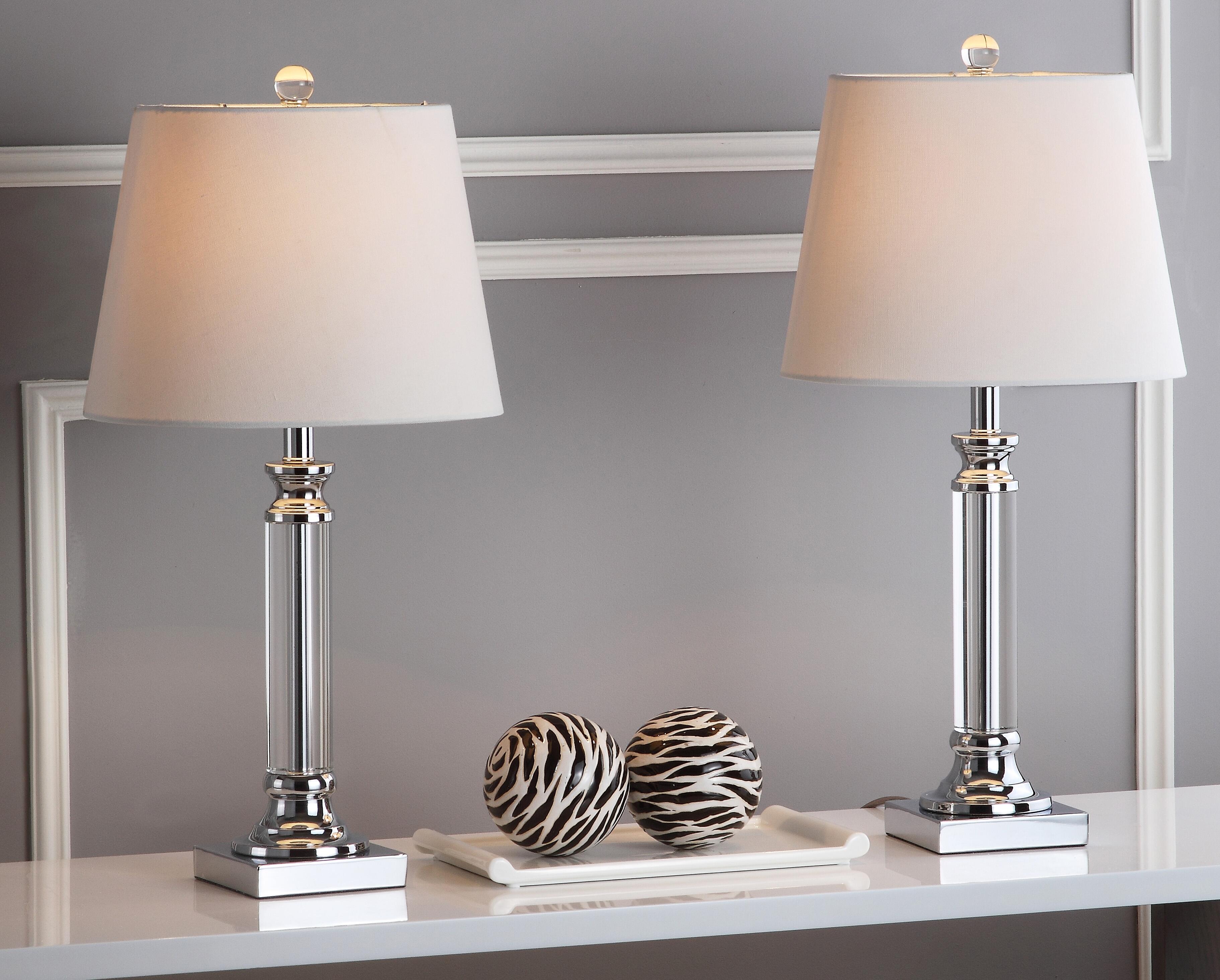 Pillar Shaped Crystal Table Lamp (Set of 2), , large