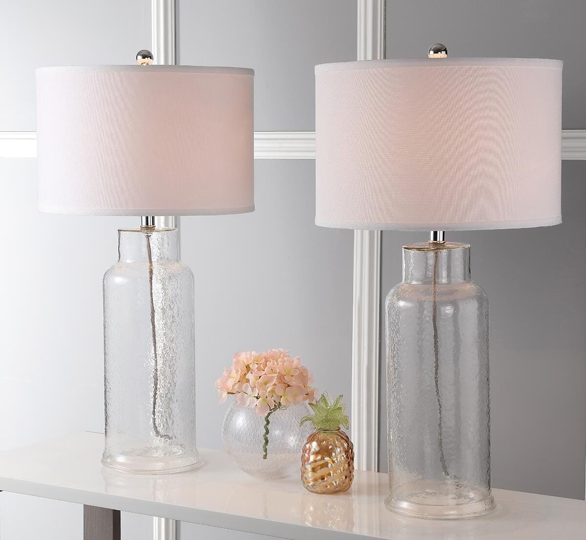 Cylinder Bottle Glass Table Lamp (Set of 2), Transparent, large